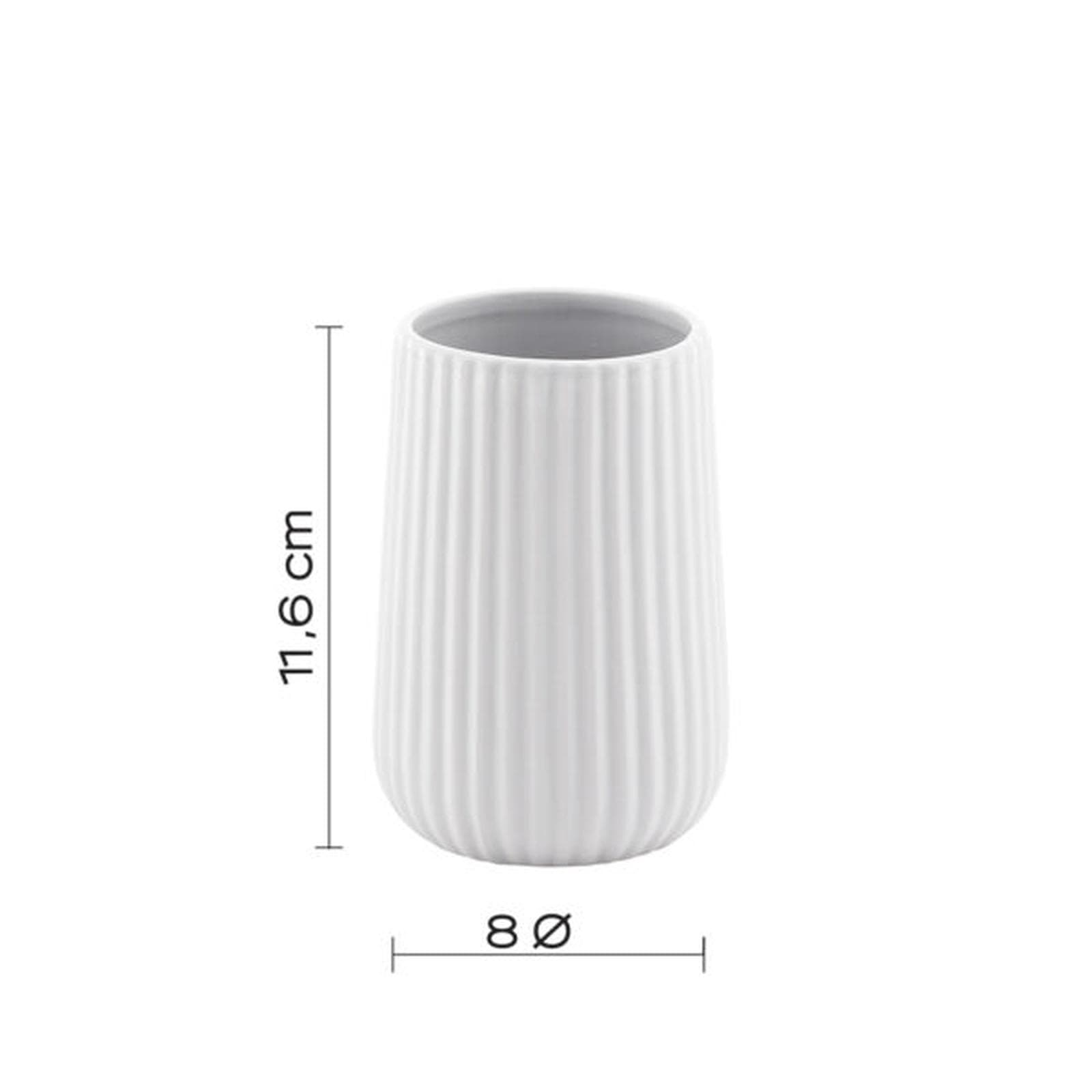Portaspazzolini da appoggio in ceramica bianco rigato - Marika di Gedy