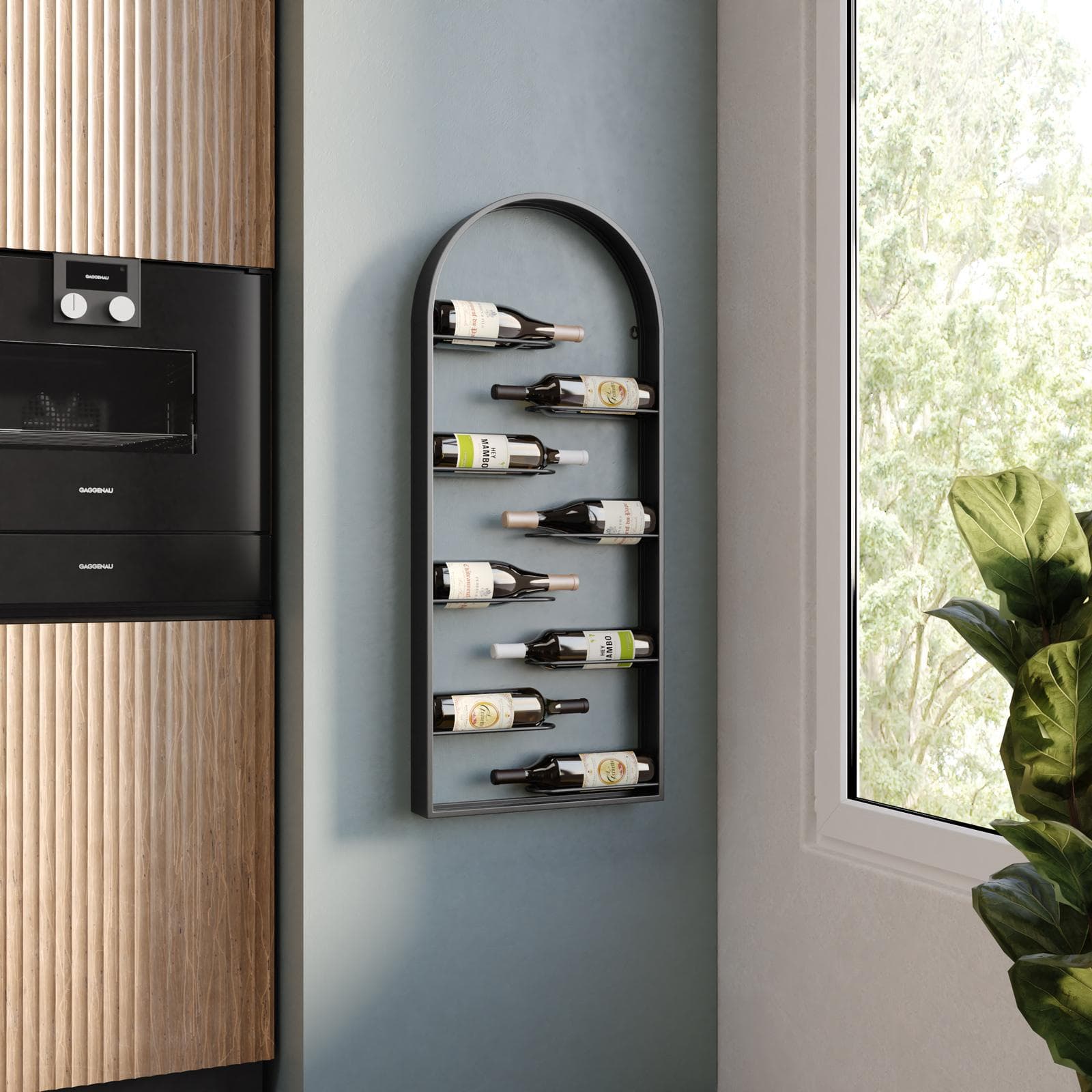 Portabottiglie da parete 45x105h cm in metallo nero - Cabernet