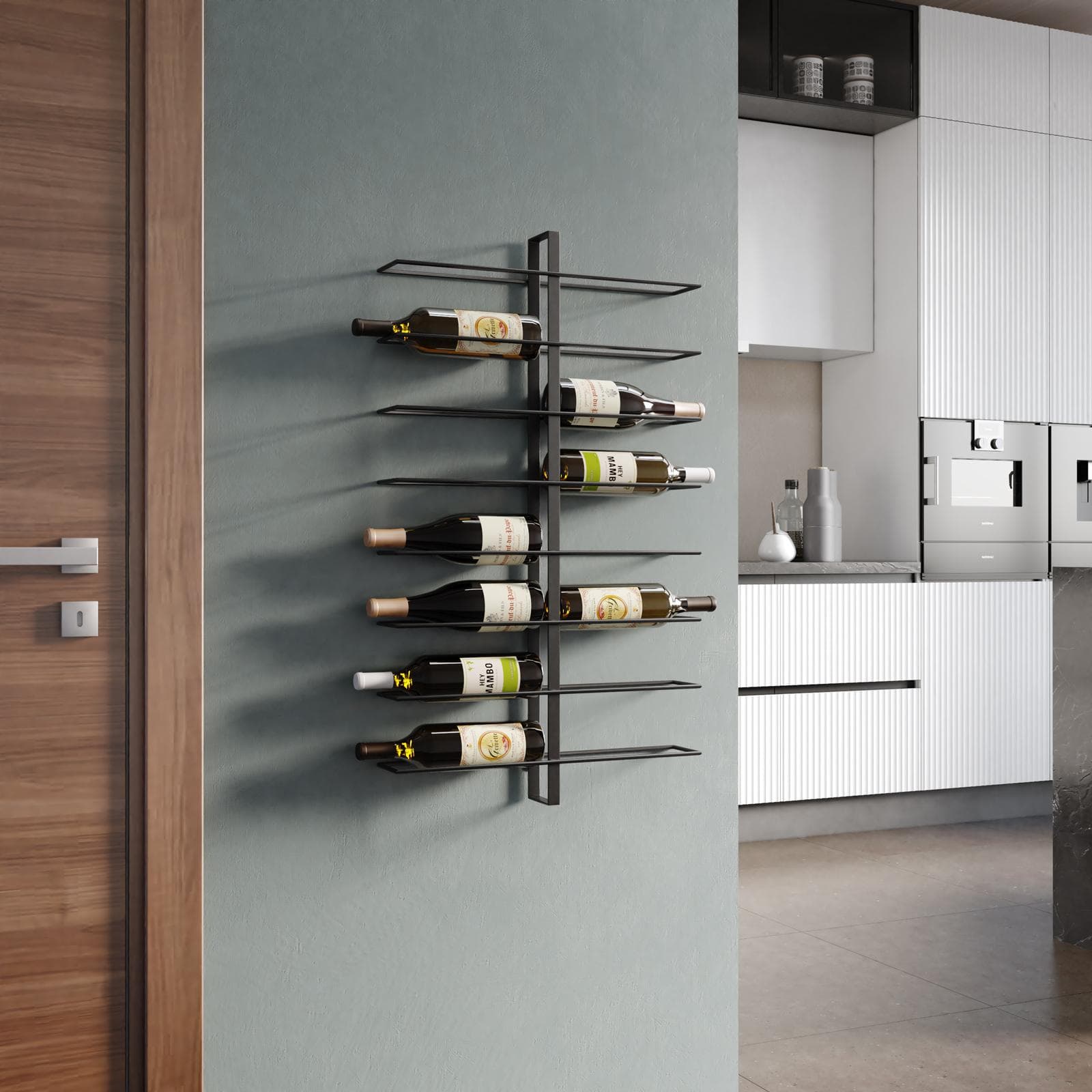 Portabottiglie da parete 52x90h cm in metallo nero - Cabernet