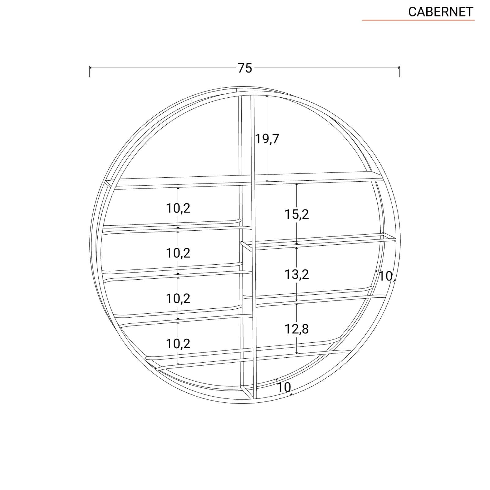 Portabottiglie da parete rotondo 75 cm in metallo nero - Cabernet