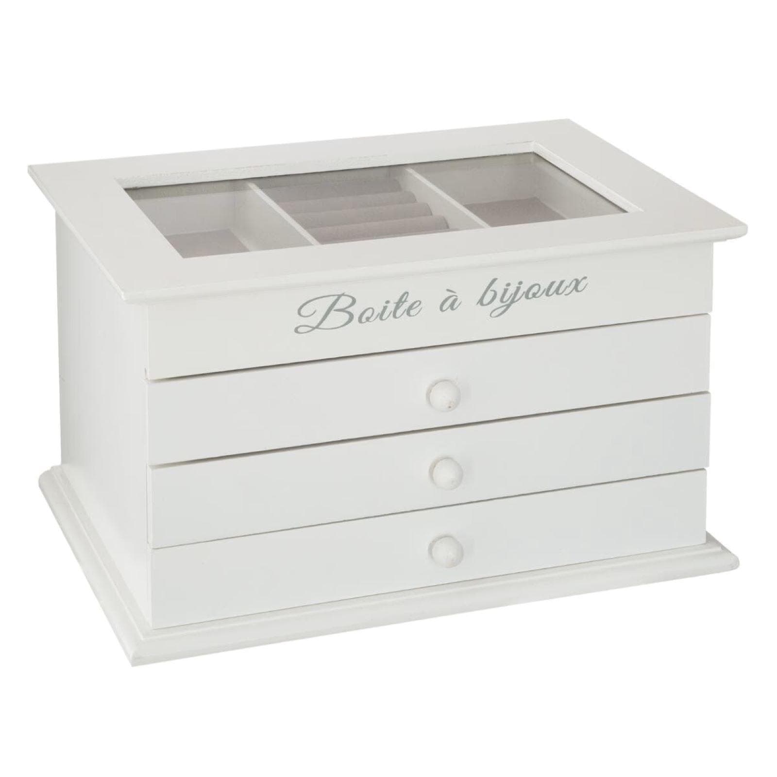 Portagioie 15h cm in legno bianco con 3 cassetti