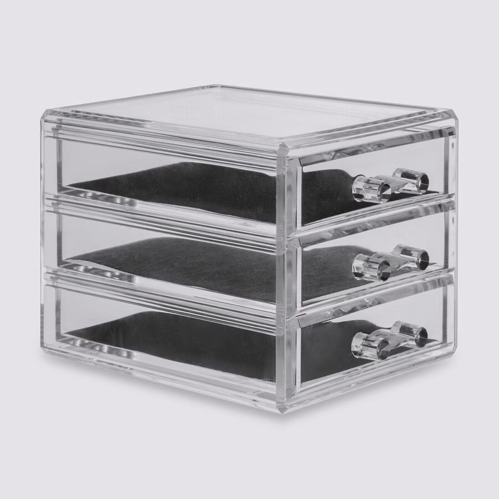 Portagioie 15x12h cm trasparente con 3 cassetti