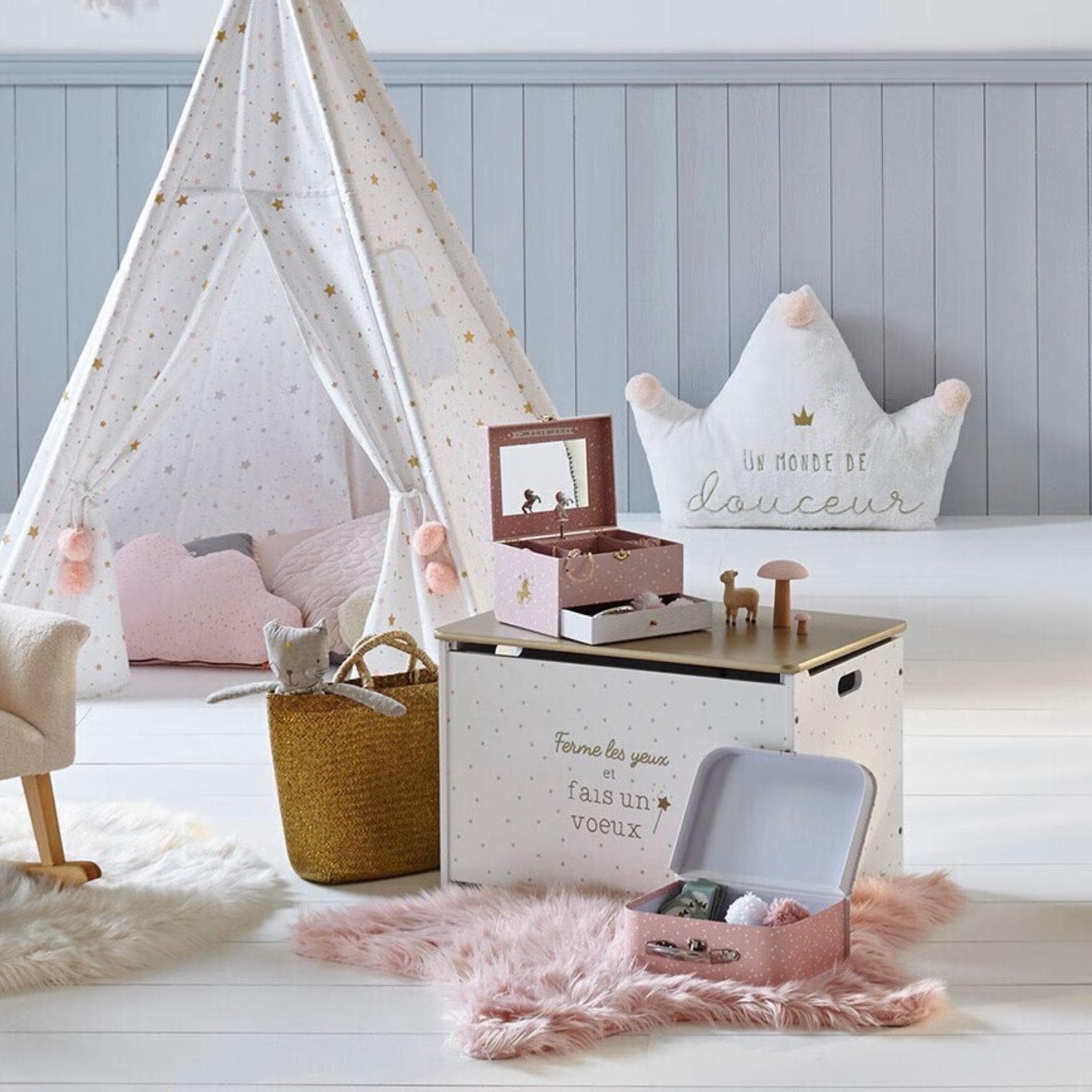 Portaoggetti per bambini con carrillon musicale fantasia unicorno rosa - Kids