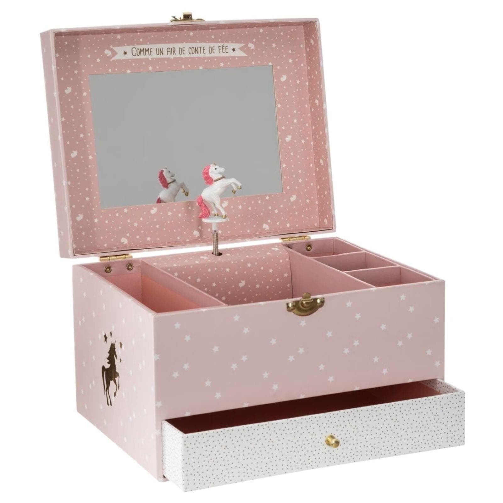 Portaoggetti per bambini con carrillon musicale fantasia unicorno rosa - Kids