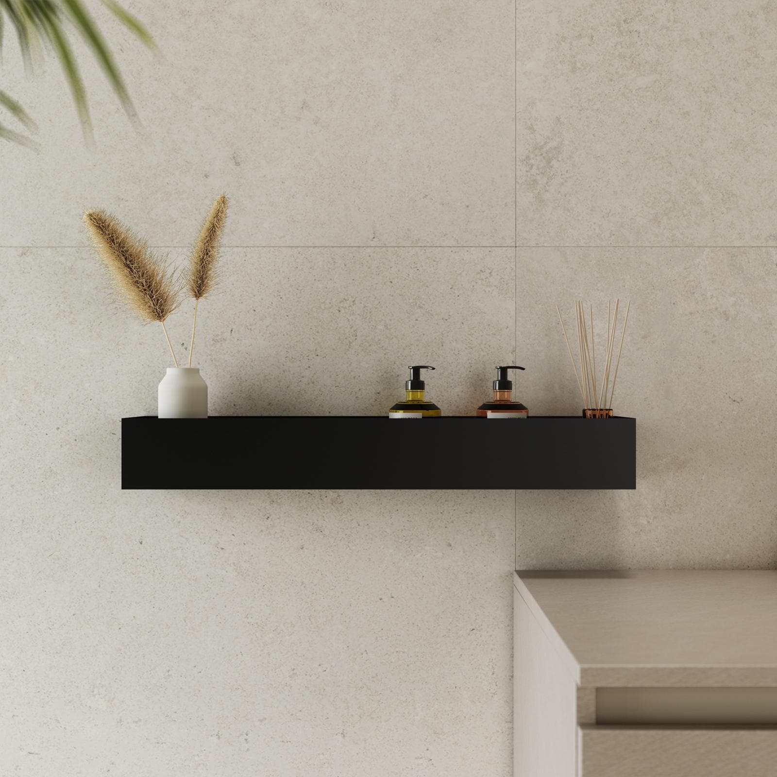 Portaoggetti 90x12x10h cm in acciaio inox nero opaco