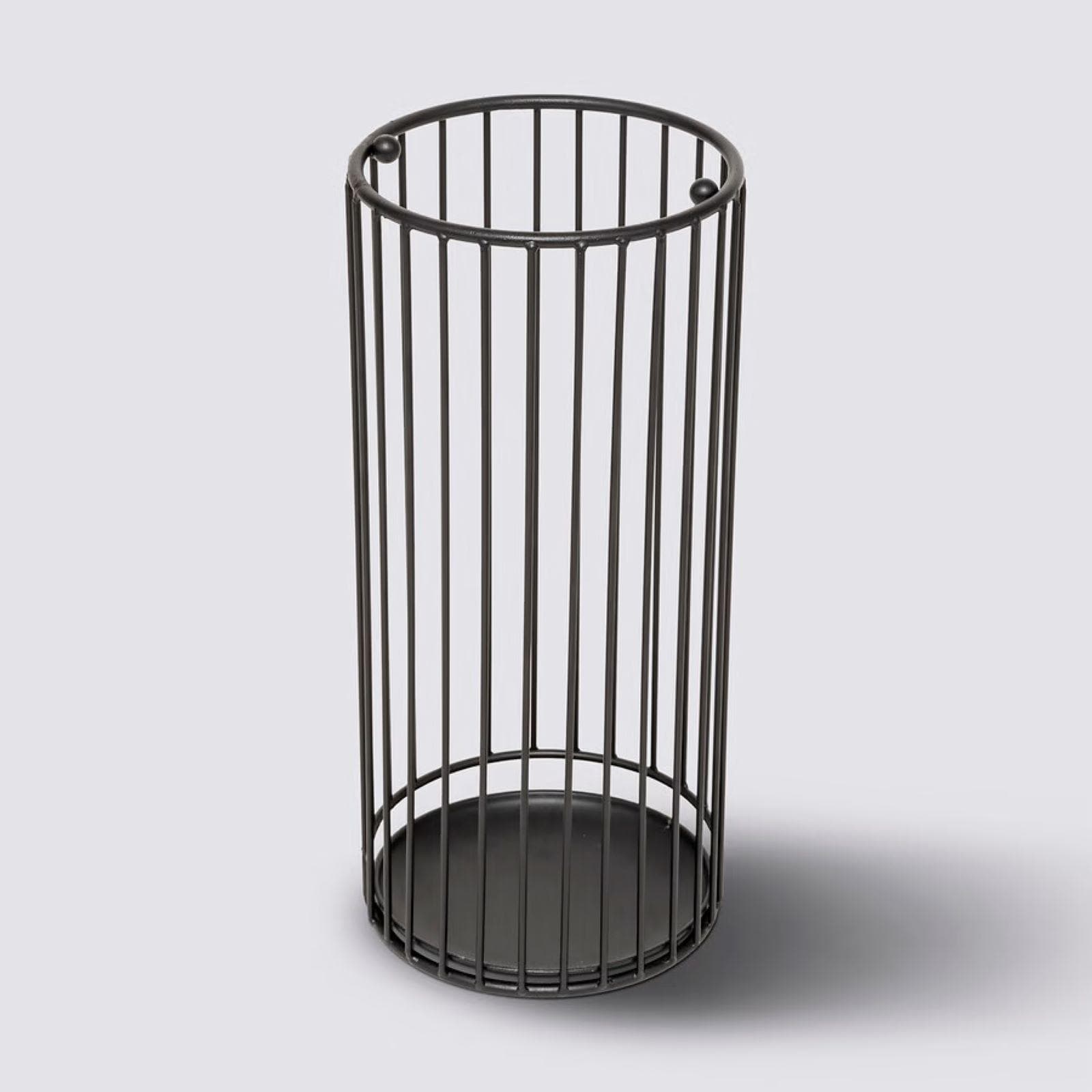 Portaombrelli rotondo 21 cm in metallo nero con vassoio estraibile