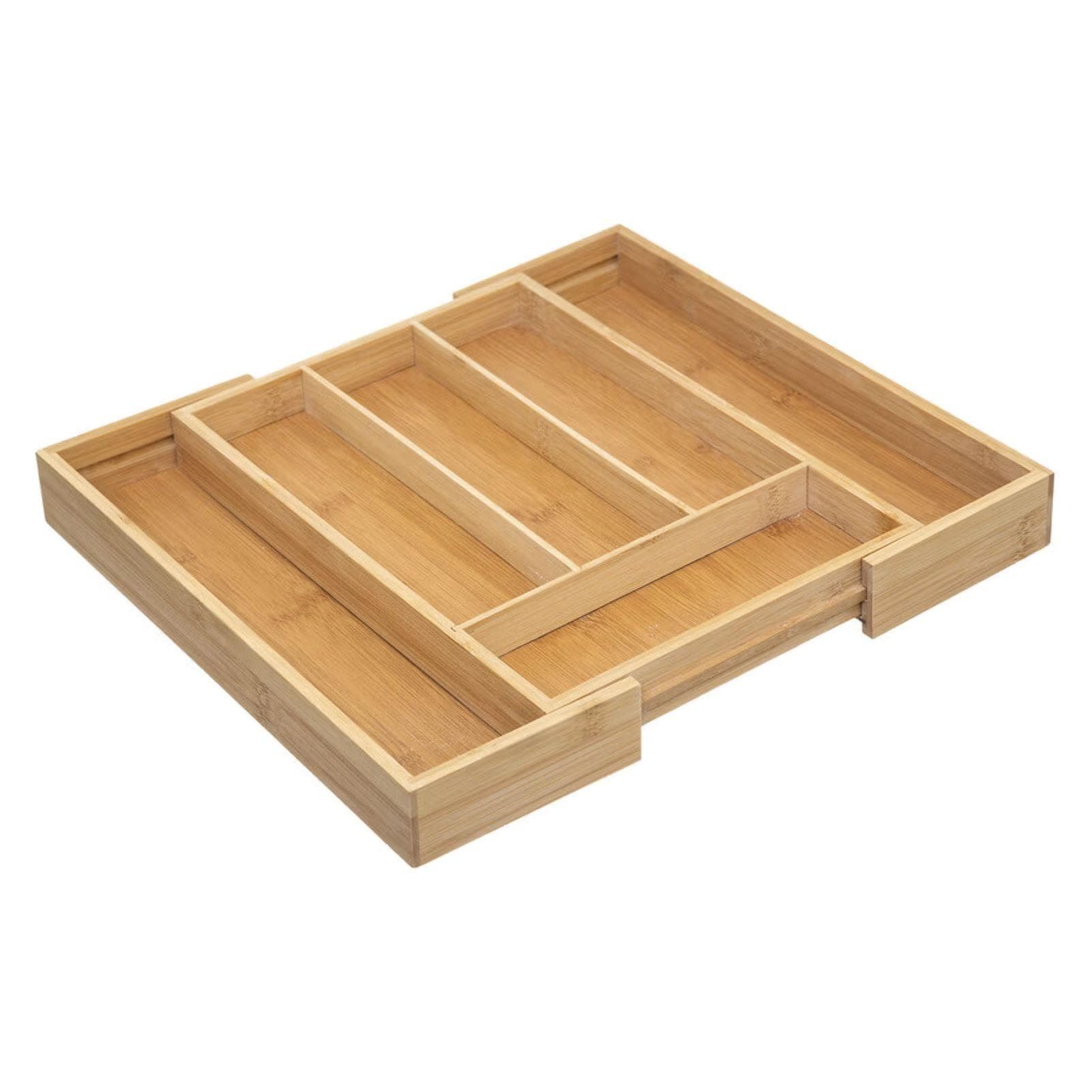 Portaposate allungabile 39-25x35 cm in legno di bambù naturale