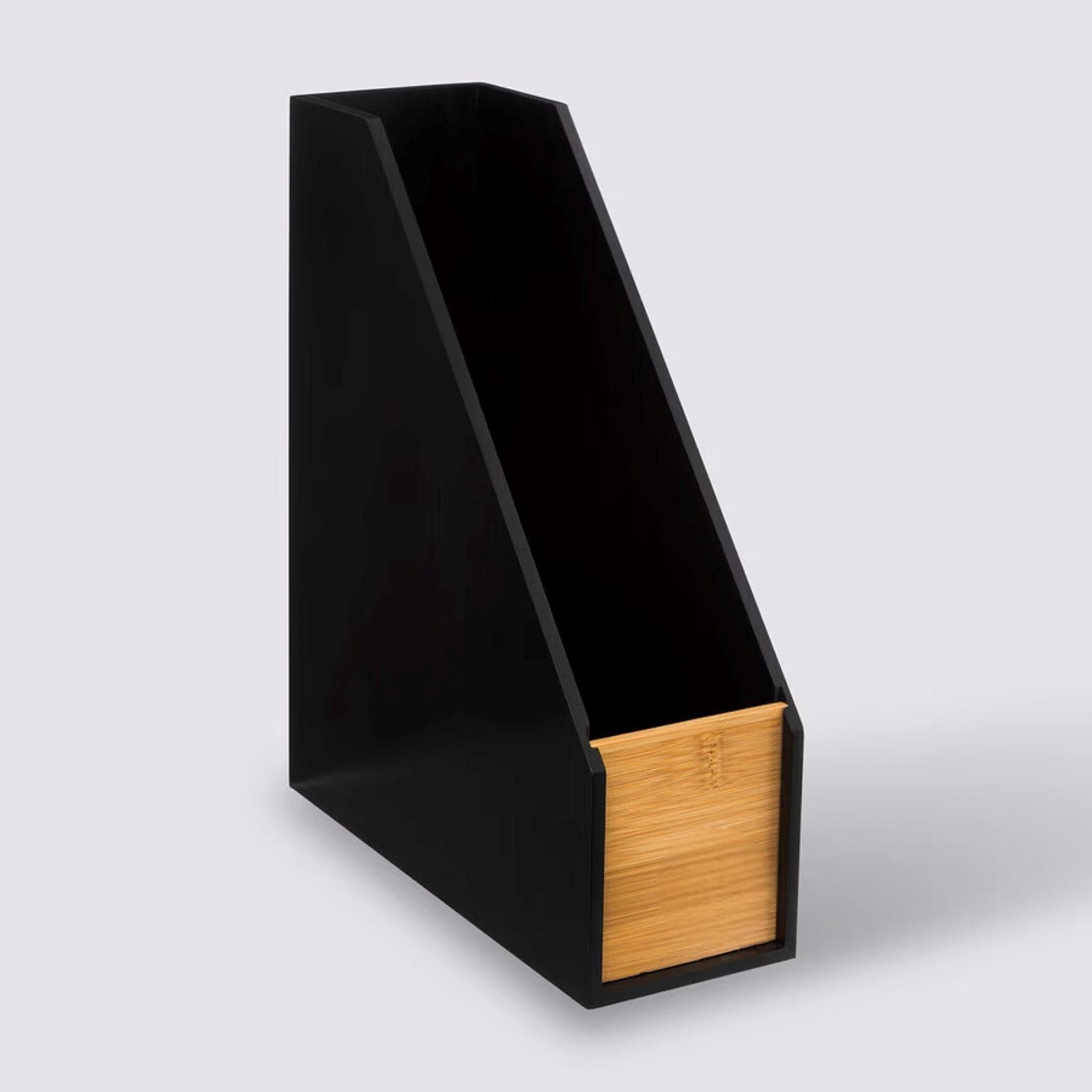 Portariviste da scrivania 30h cm in legno nero e naturale - Smartlab