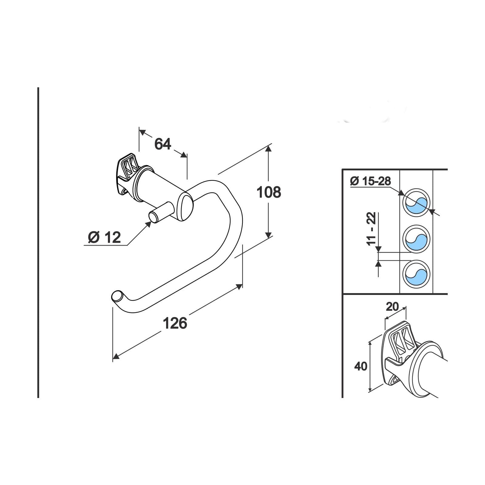 Portarotolo bianco abs porta carta igienica per radiatori e scaldasalviette 12,6 cm