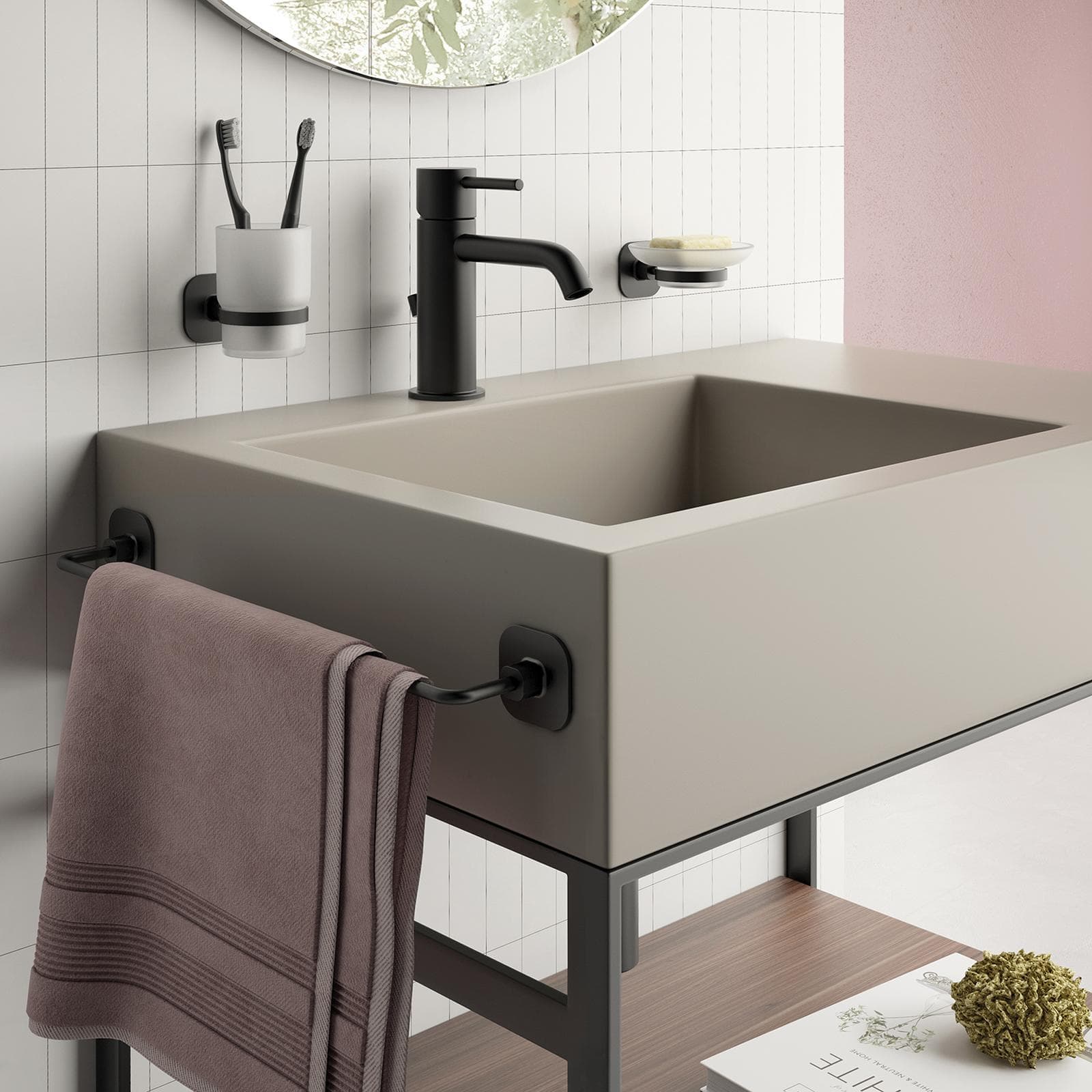 Portasalviette 30 cm in acciaio inox nero opaco - Teide di Gedy