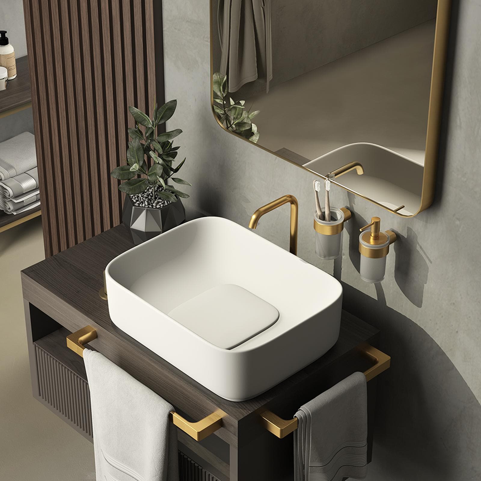 Portasalviette 45 cm in ottone e cromall oro opaco - Pirenei di Gedy
