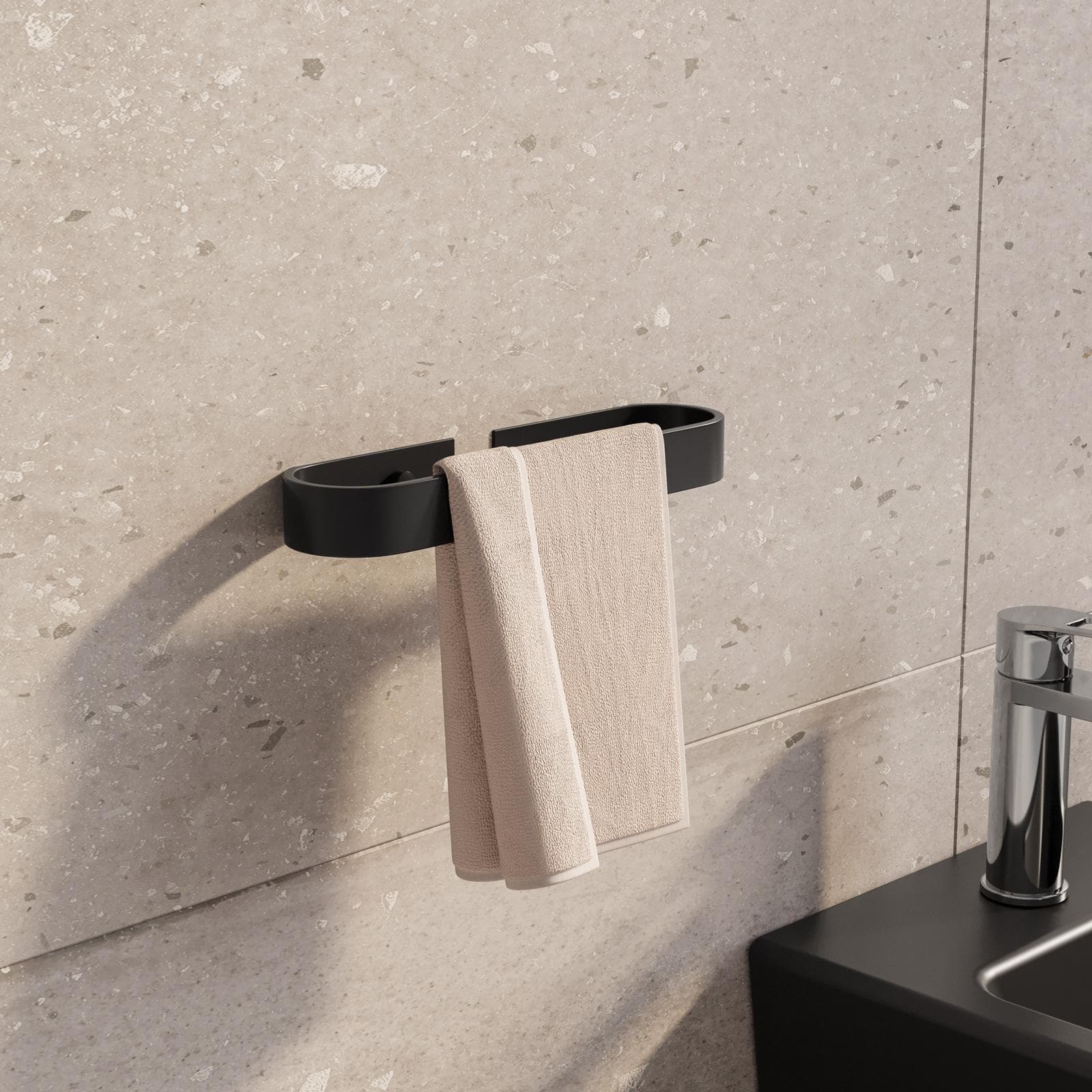 Portasalviette a muro 25 cm in alluminio nero opaco - Evolution