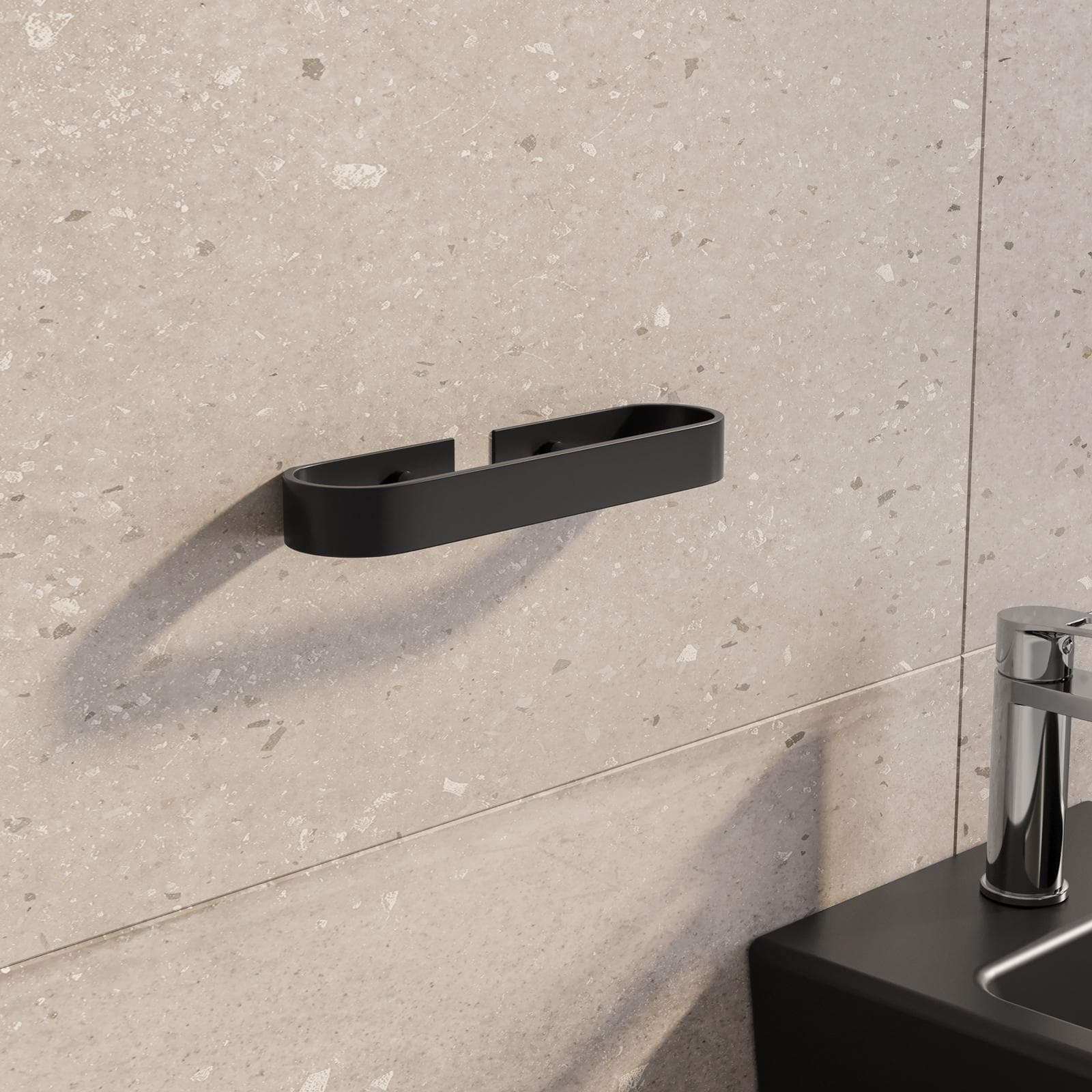 Portasalviette a muro 25 cm in alluminio nero opaco - Evolution