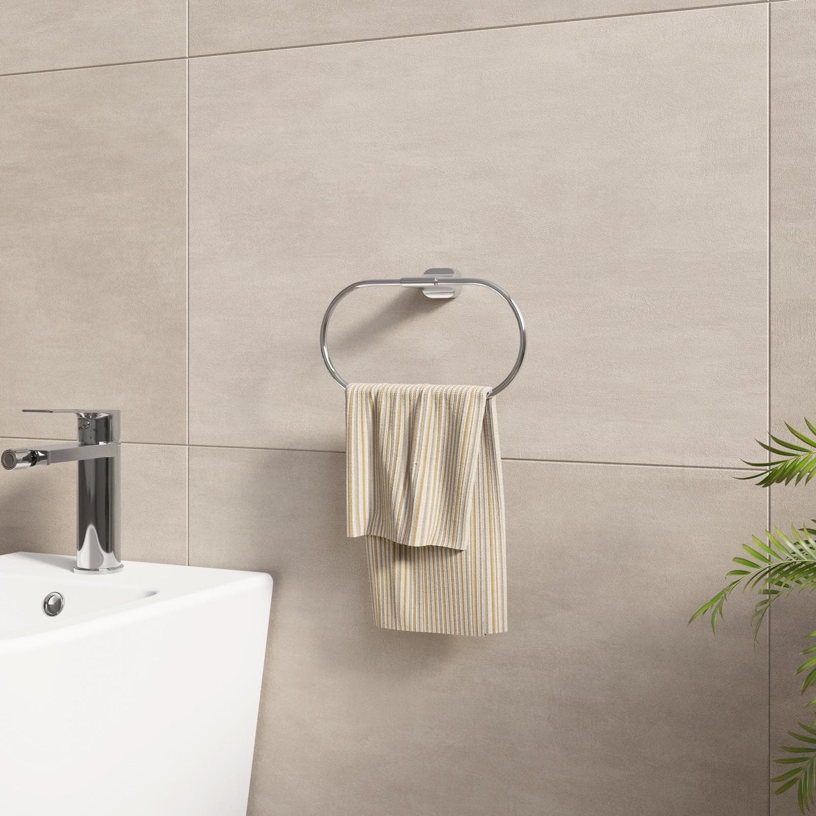 Portasalviette a muro ad anello in acciaio inox cromo - Claret