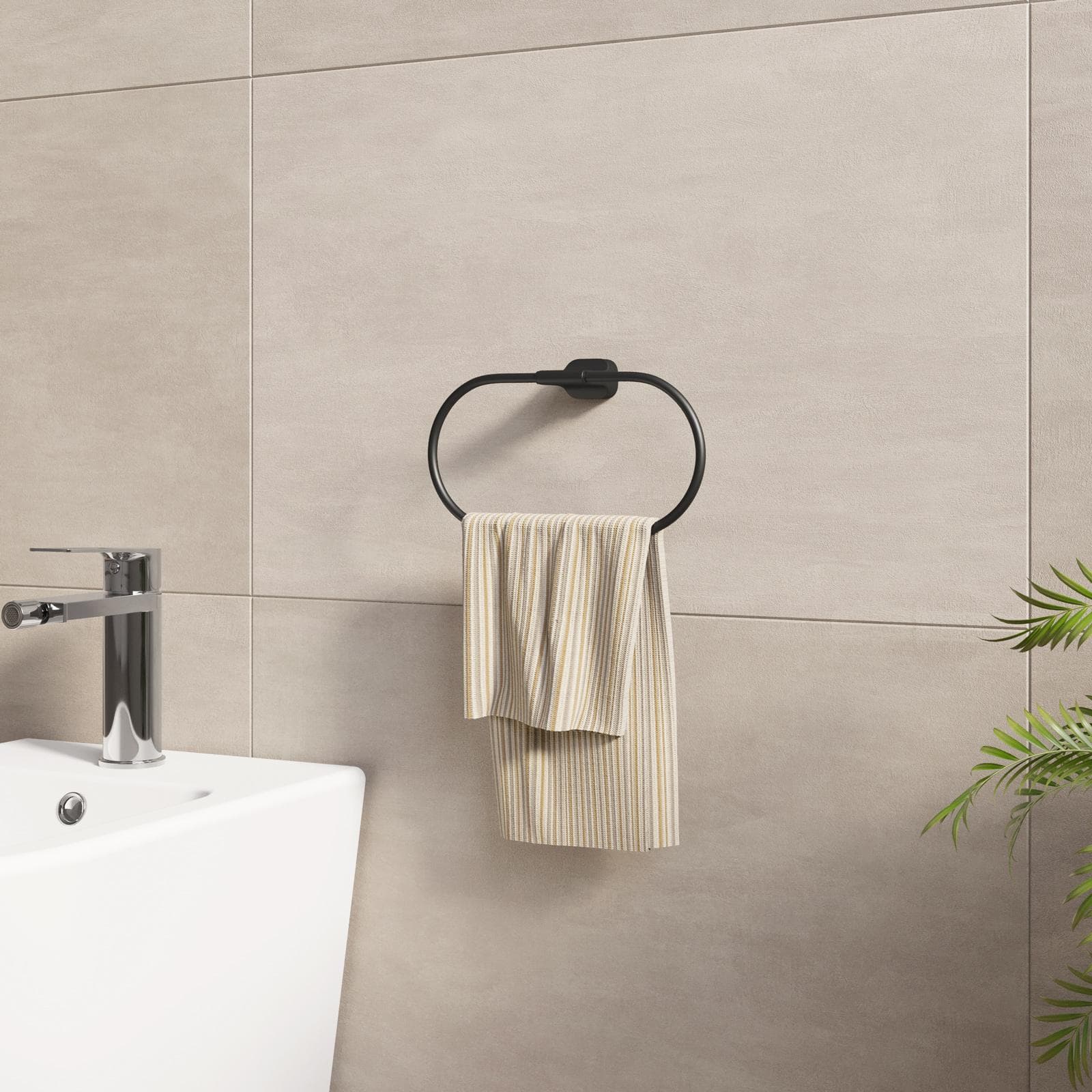 Portasalviette a muro ad anello in acciaio inox nero - Claret