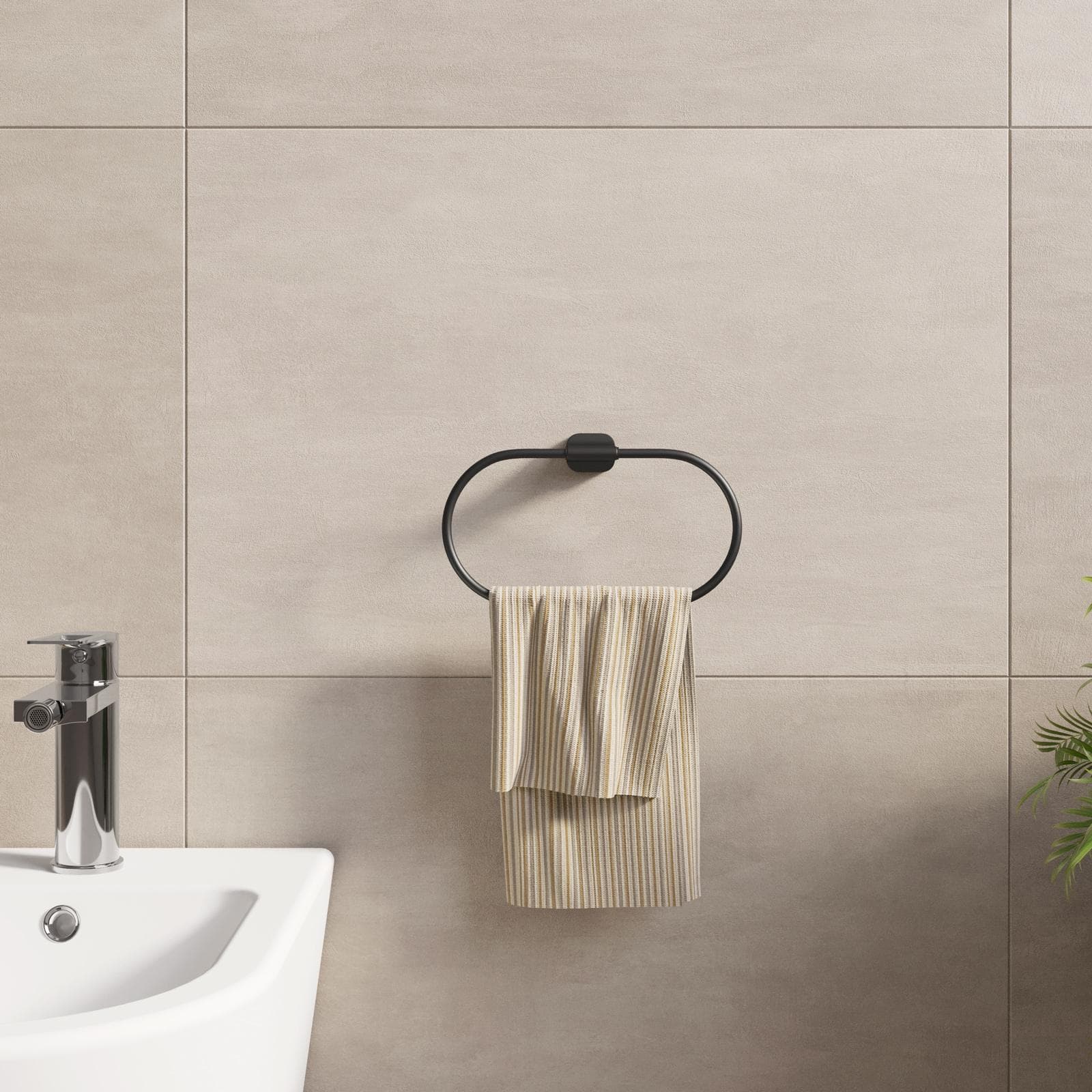 Portasalviette a muro ad anello in acciaio inox nero - Claret
