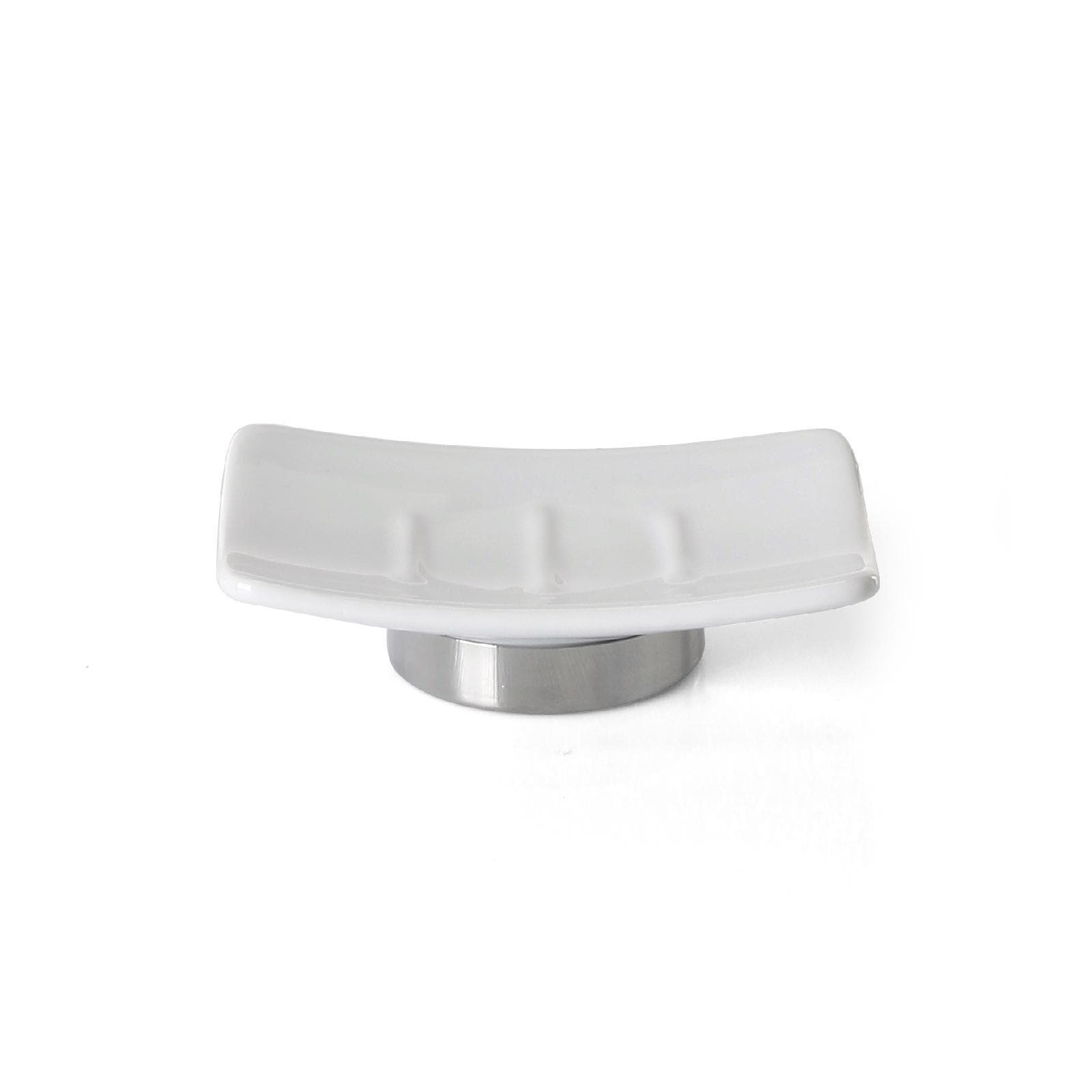 Portasapone d'appoggio in ceramica bianco e acciaio inox cromo - Petunia di Gedy