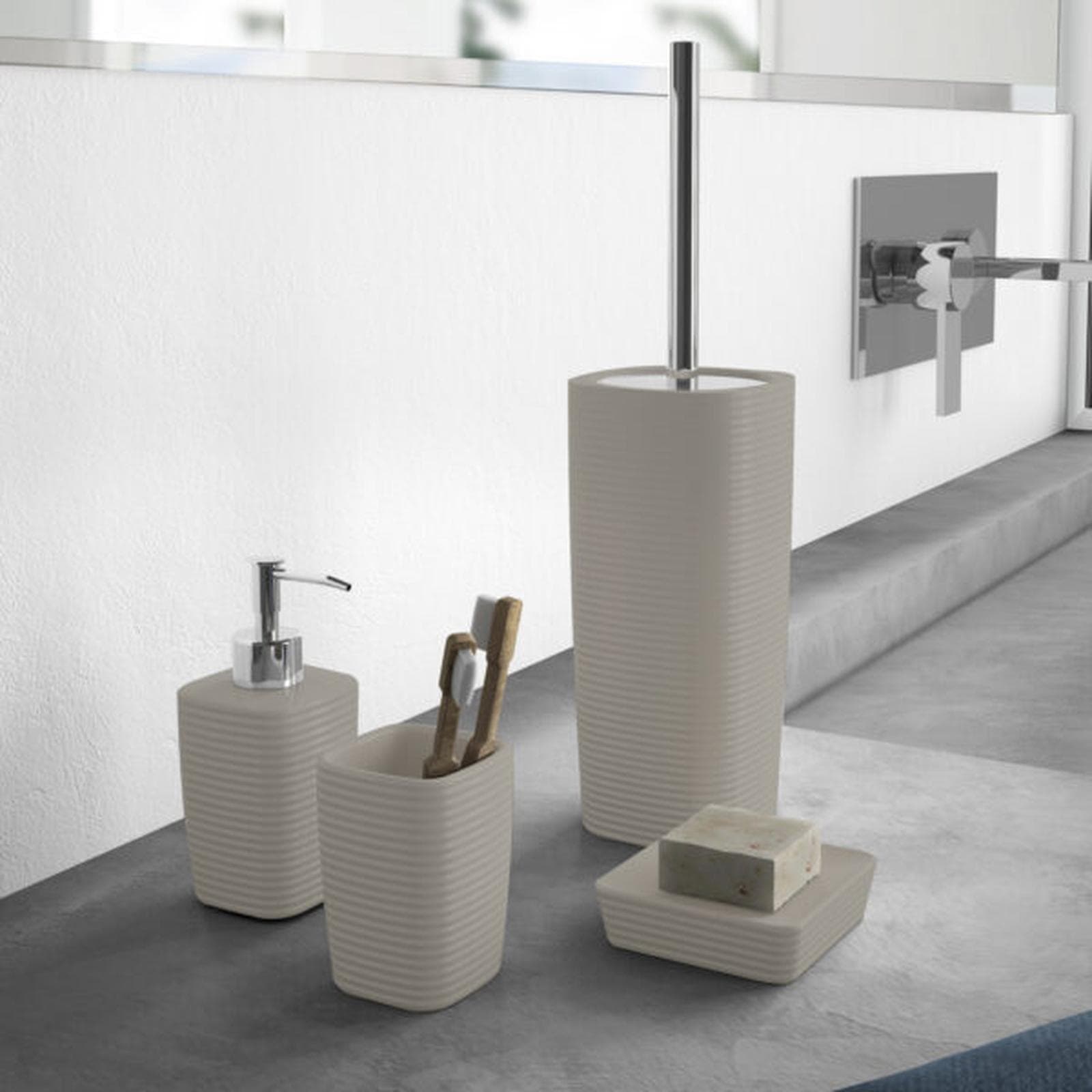 Portasapone in ceramica tortora chiaro - Kelly di Gedy