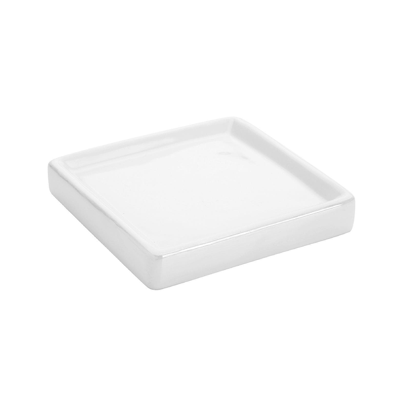 Portasapone quadrato in ceramica bianco lucido - Linea Cuba