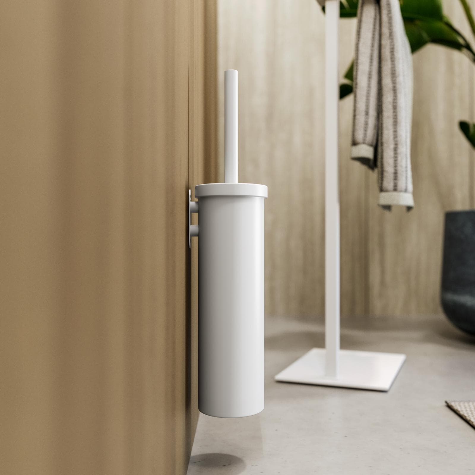 Portascopino a muro in acciaio inox bianco opaco - Clover