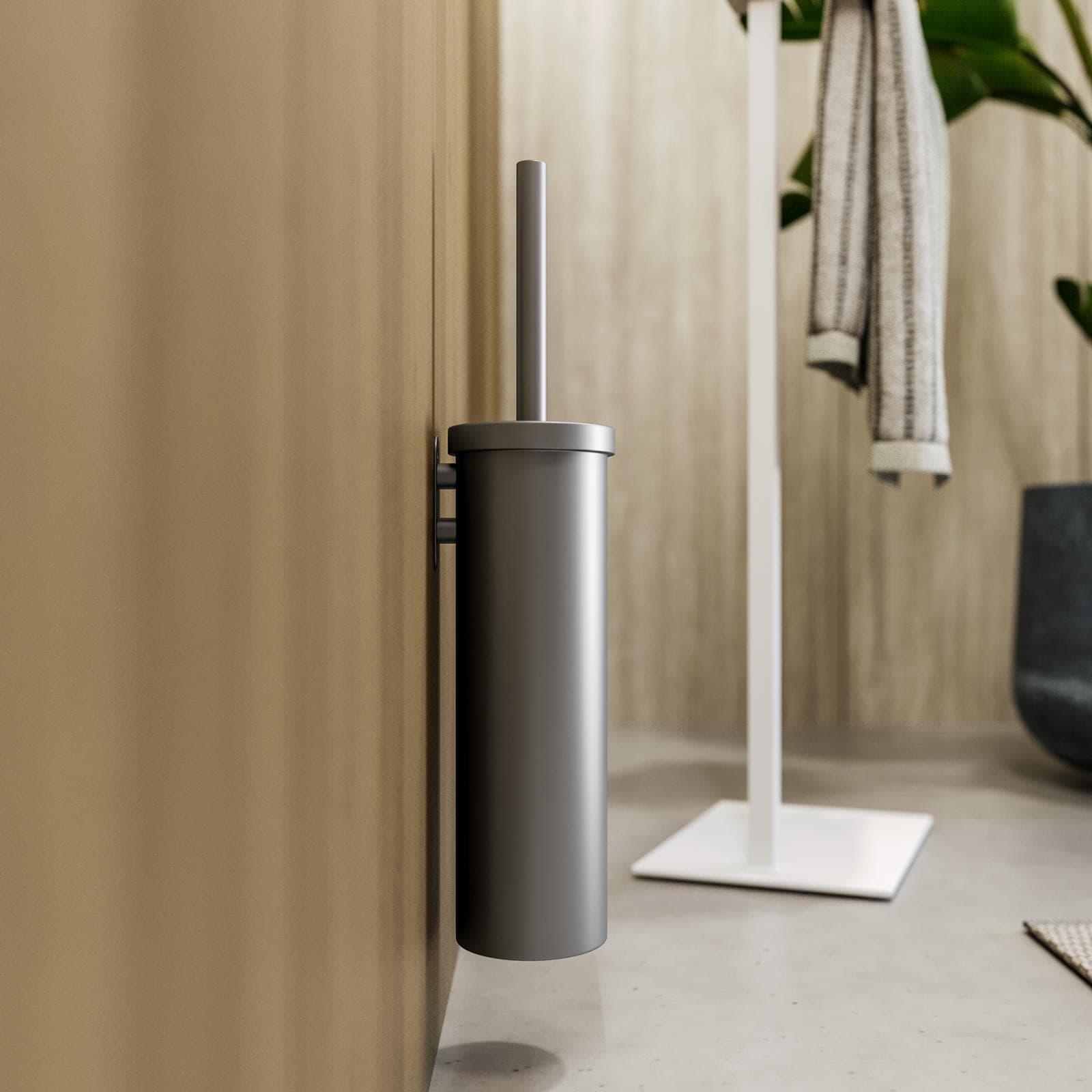Portascopino a muro in acciaio inox nero satinato - Clover