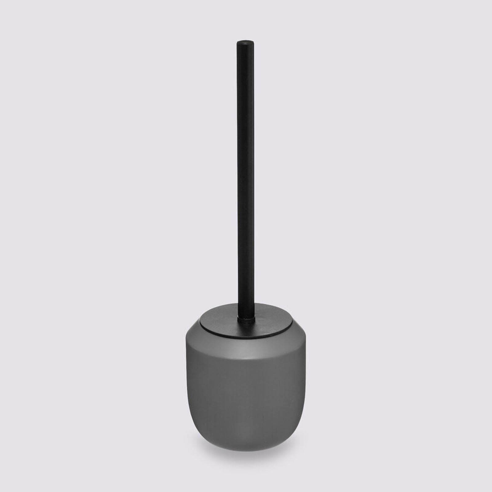 Portascopino rotondo 12 cm antracite con scopino nero
