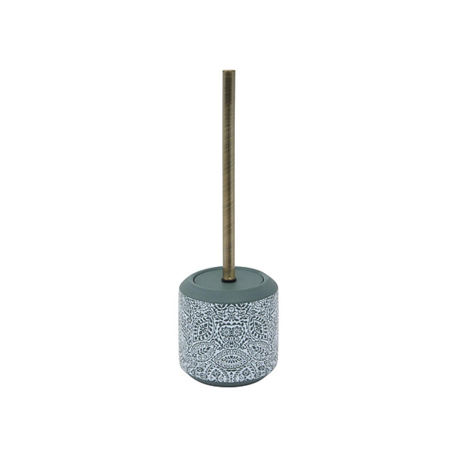 Portascopino d'appoggio in ceramica verde con decorazioni - Mediterranea