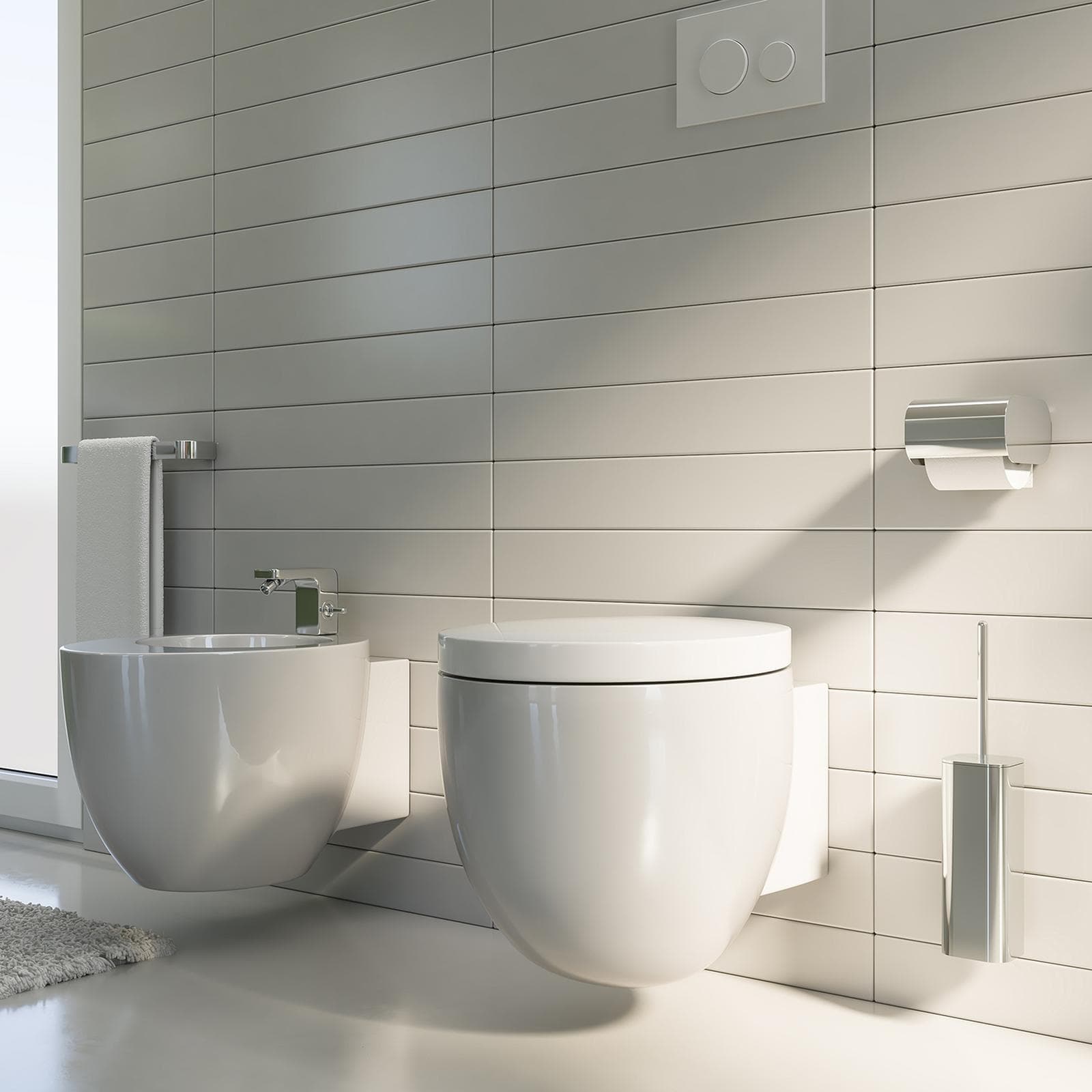 Portascopino a muro in acciaio inox e cromall cromo - Outline di Gedy