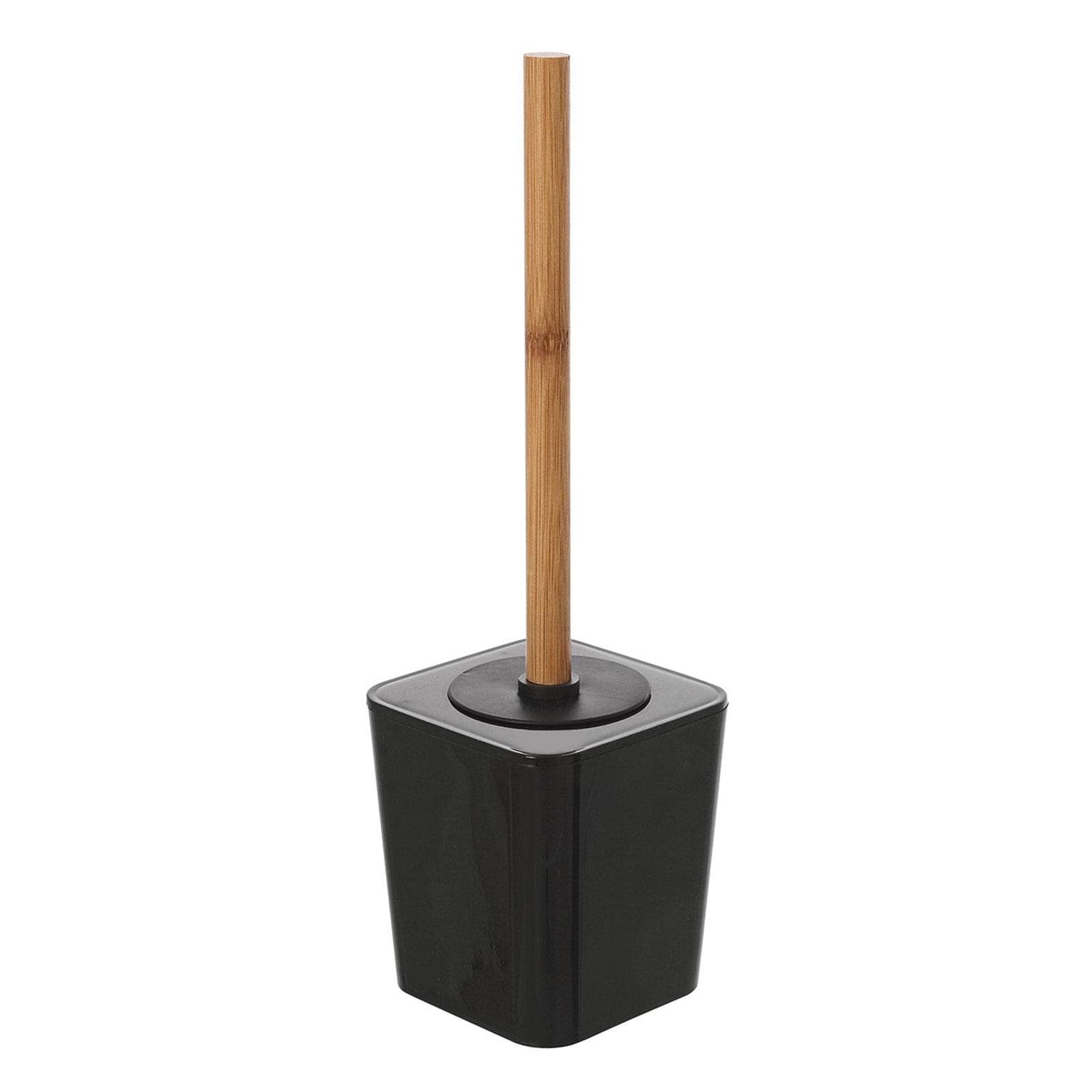 Portascopino da appoggio nero effetto legno - Linea bamboo