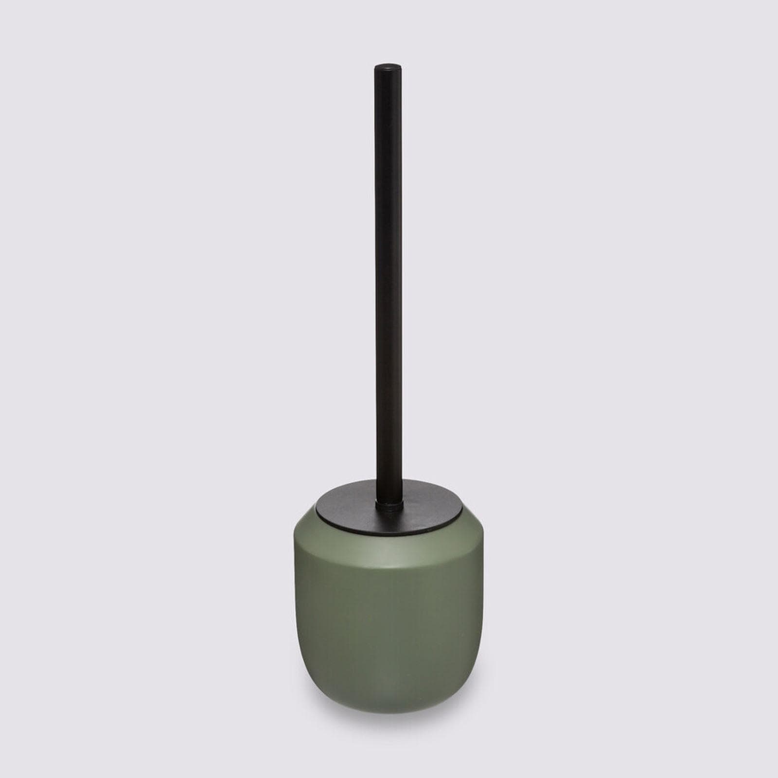 Portascopino rotondo 12 cm verde kaki con scopino nero