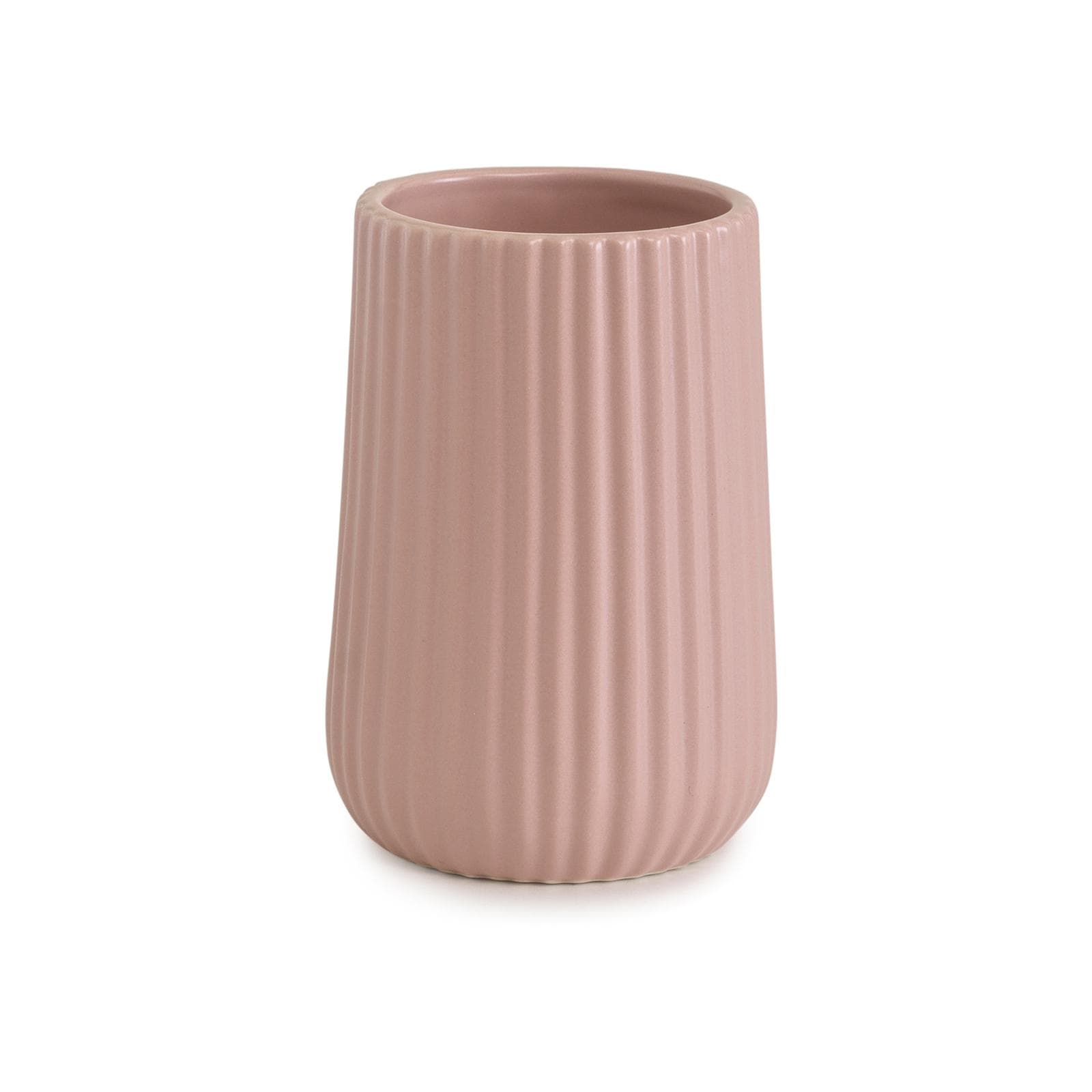 Portaspazzolini da appoggio in ceramica rosa rigato - Marika di Gedy