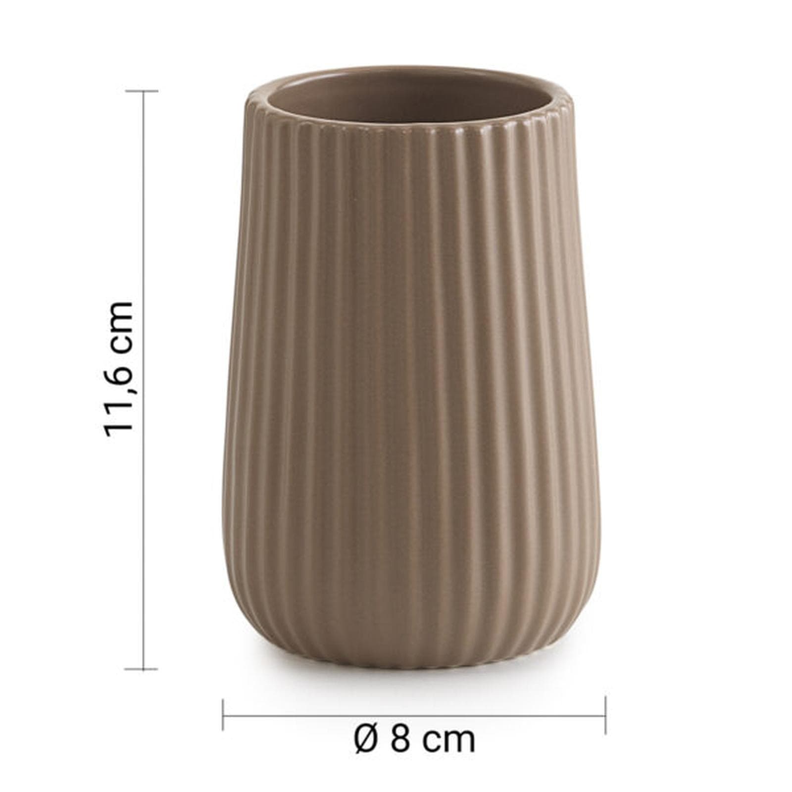 Portaspazzolini da appoggio in ceramica tortora rigato - Marika di Gedy