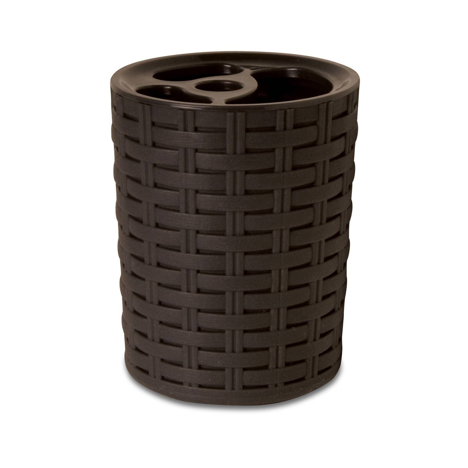 Portaspazzolini da appoggio in polipropilene effetto rattan wenge