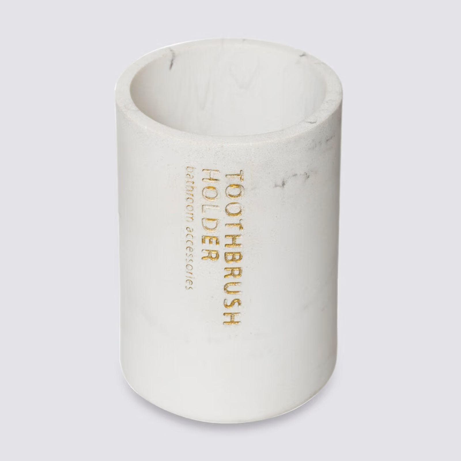 Portaspazzolini d'appoggio effetto marmo bianco - Lynda