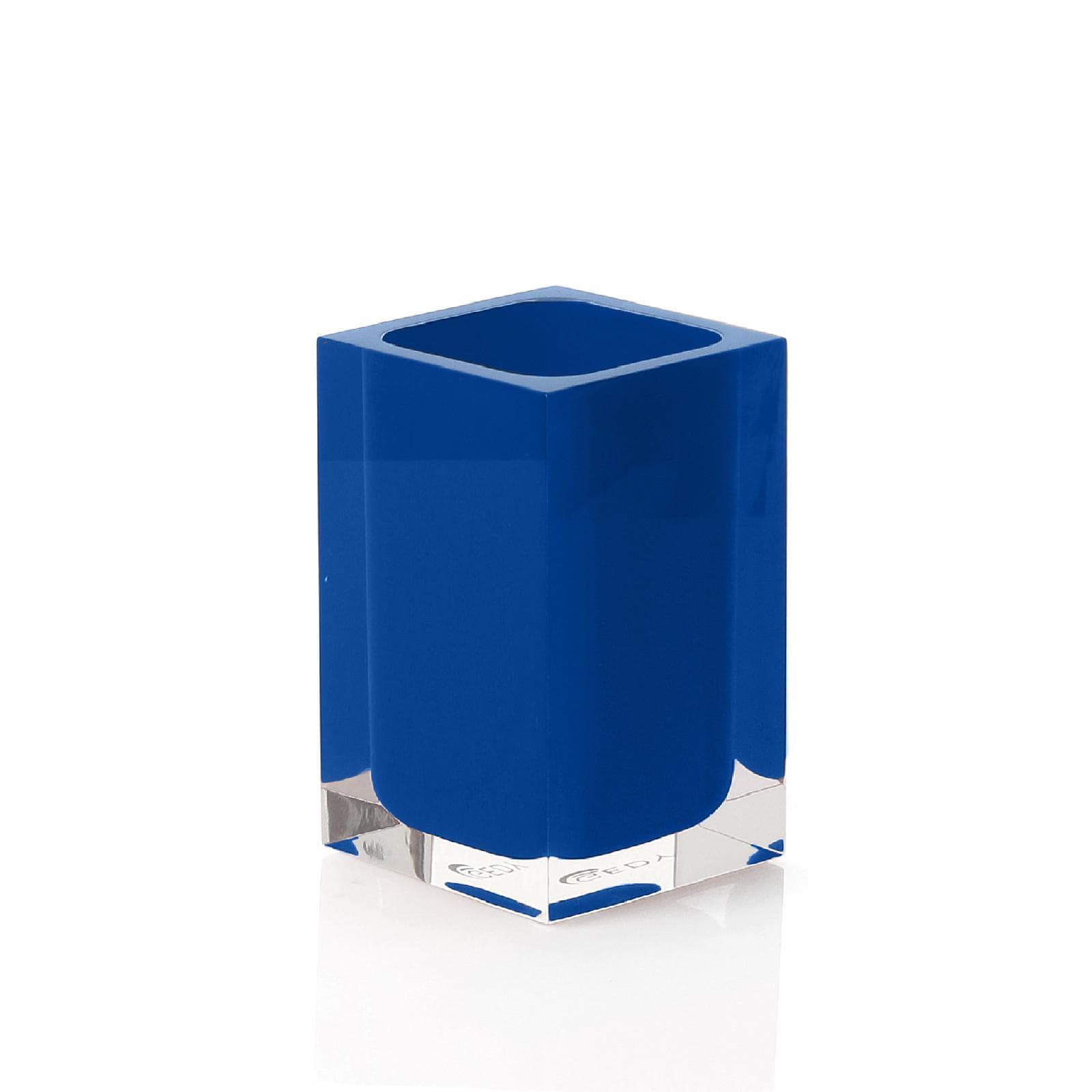 Portaspazzolini d'appoggio blu e trasparente - Rainbow di Gedy