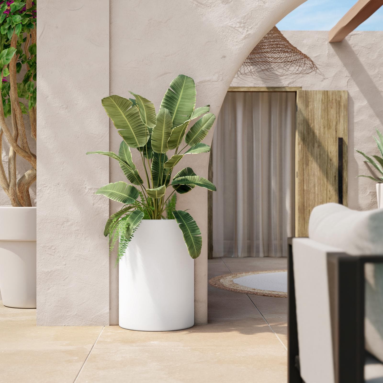 Portavaso a mezzaluna alto 65 h cm in polietilene bianco - Muret