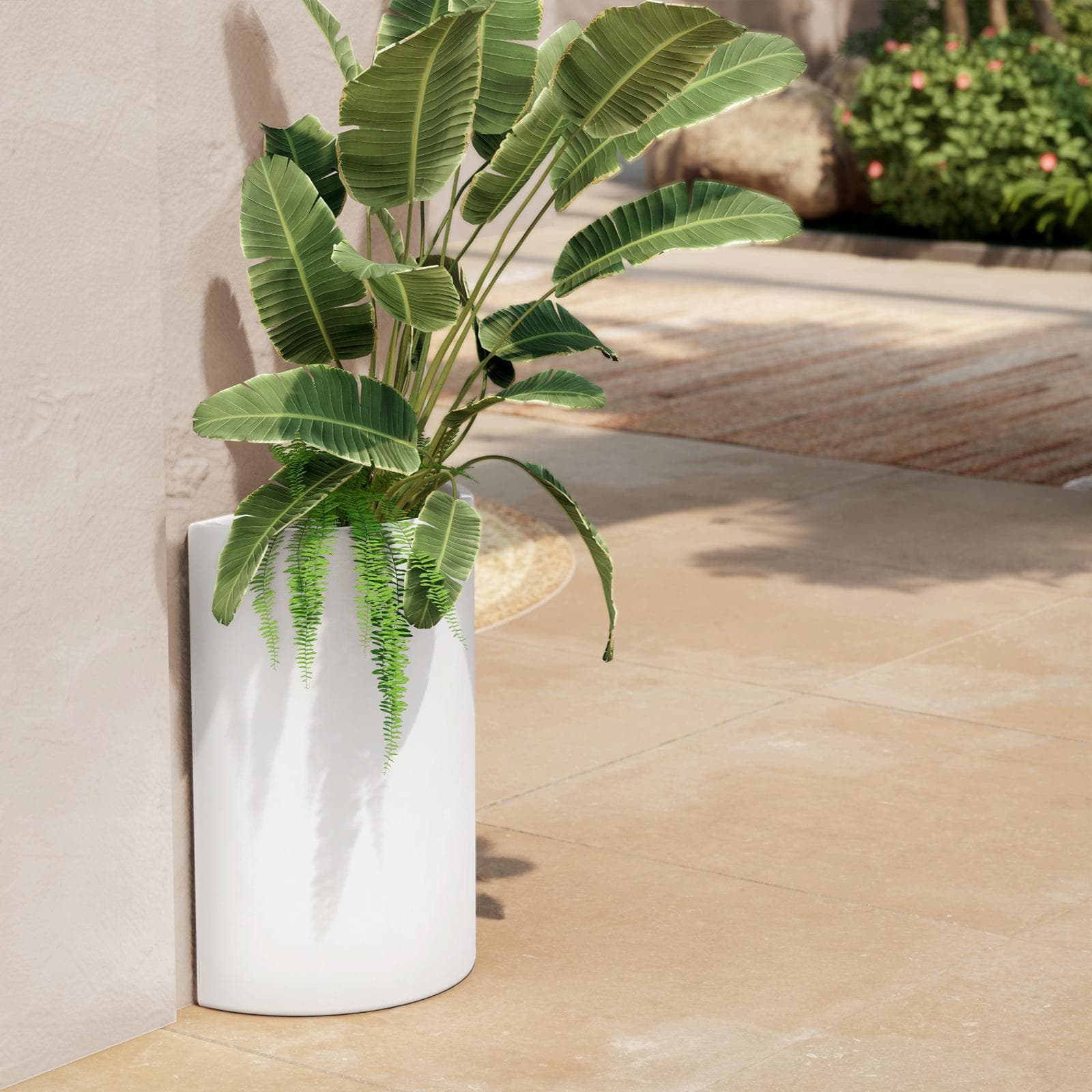 Portavaso a mezzaluna alto 65 h cm in polietilene bianco - Muret