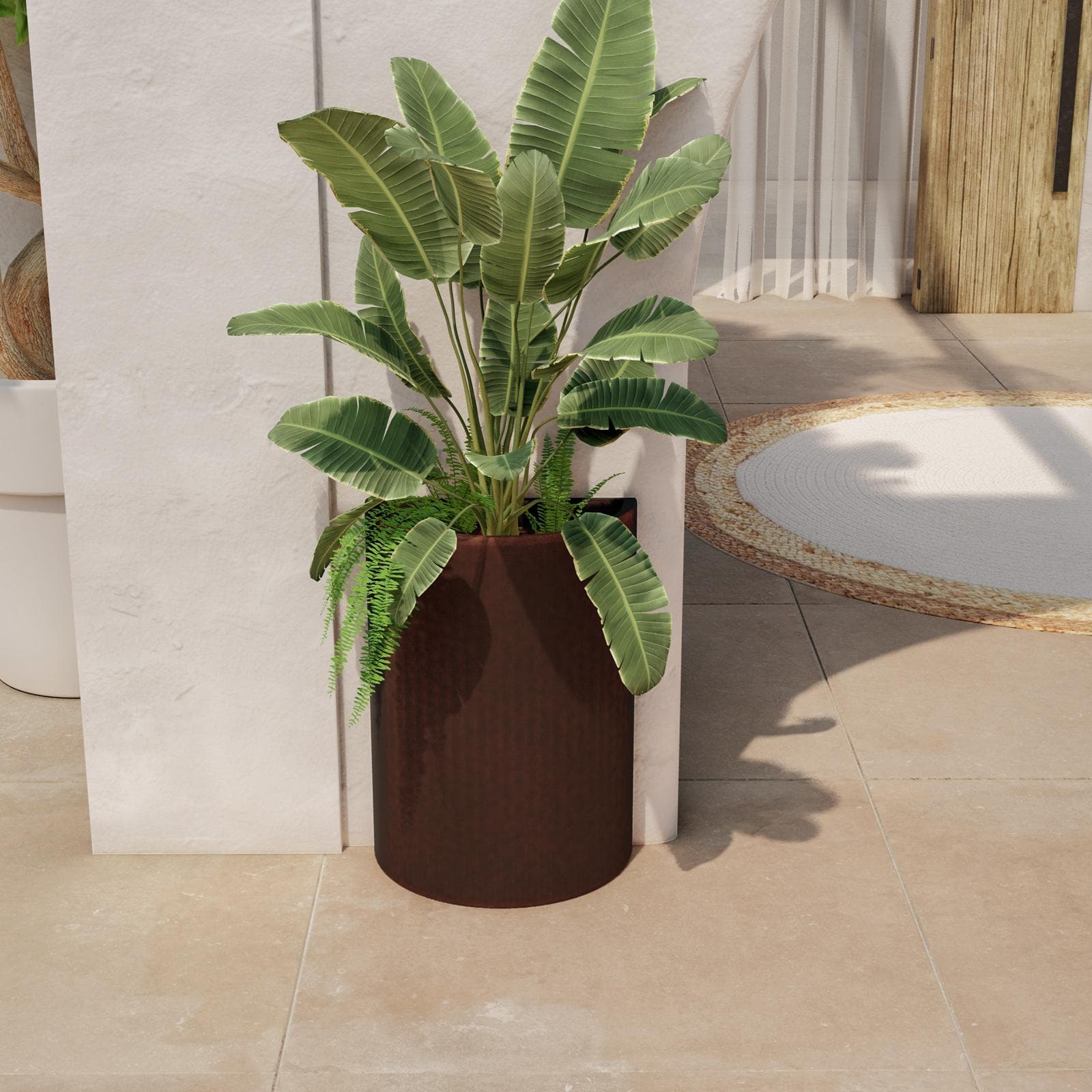 Portavaso a mezzaluna alto 65 h cm in polietilene marrone - Muret