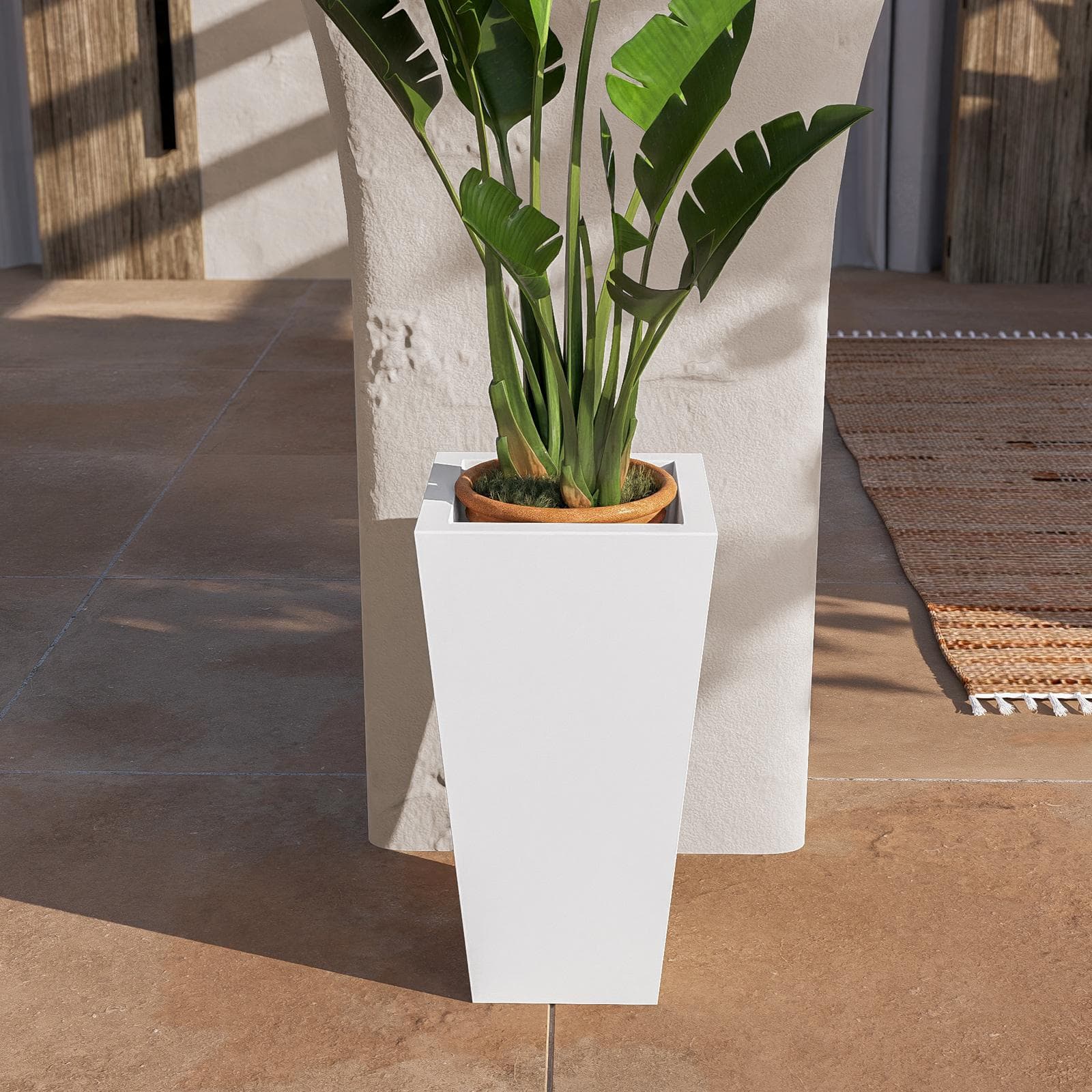 Portavaso da esterno liscio 66 h cm in polietilene bianco - Allicy