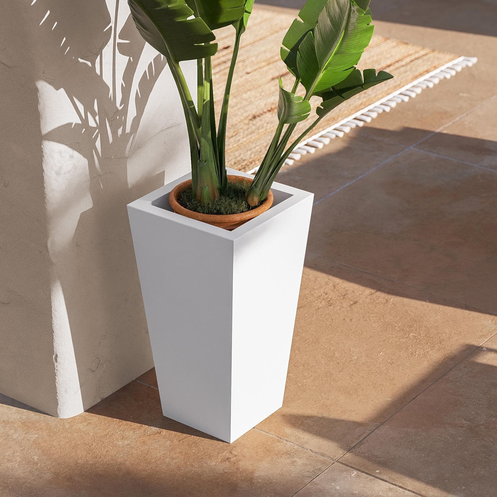 Portavaso da esterno liscio 66 h cm in polietilene bianco - Allicy