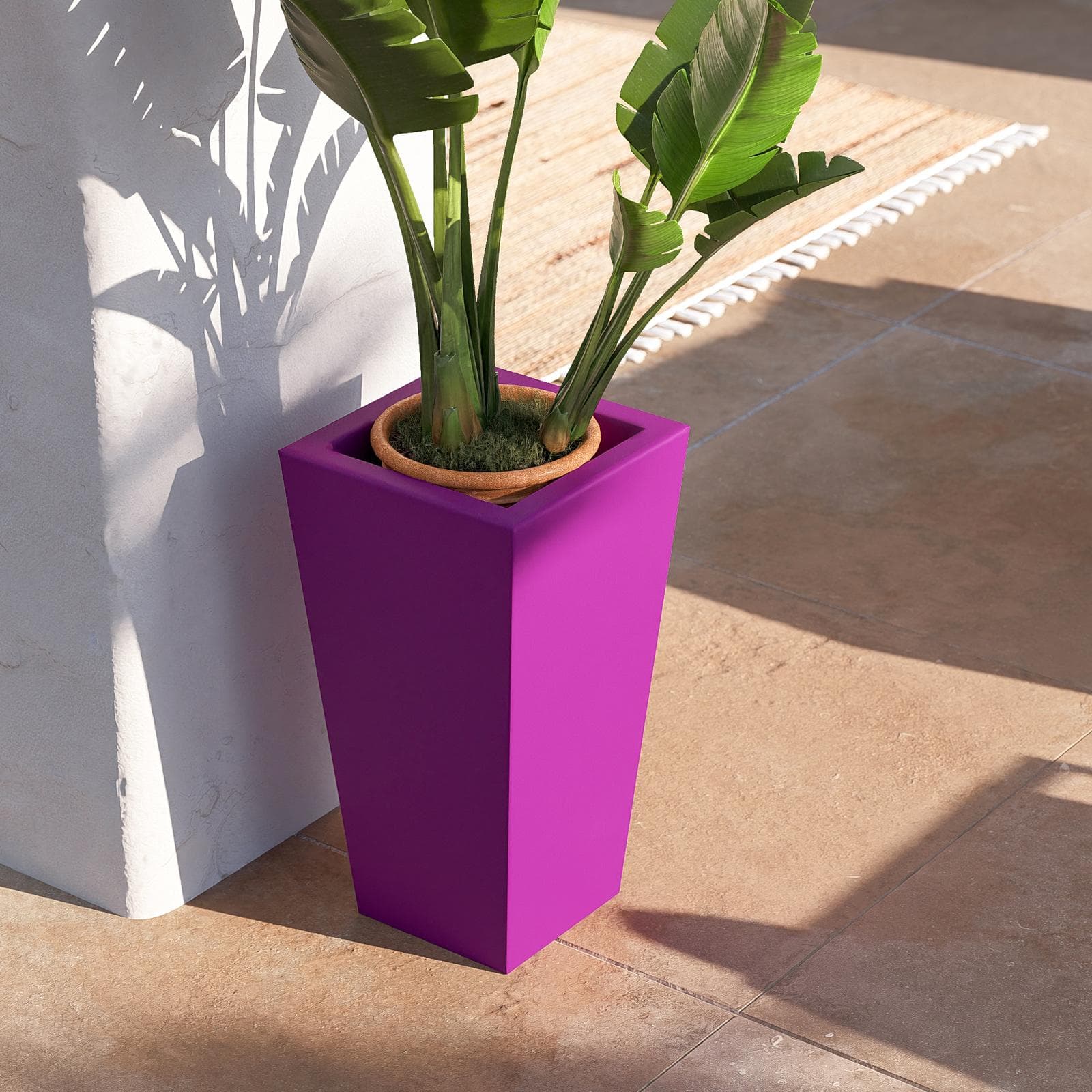 Portavaso da esterno liscio 66 h cm in polietilene viola - Allicy