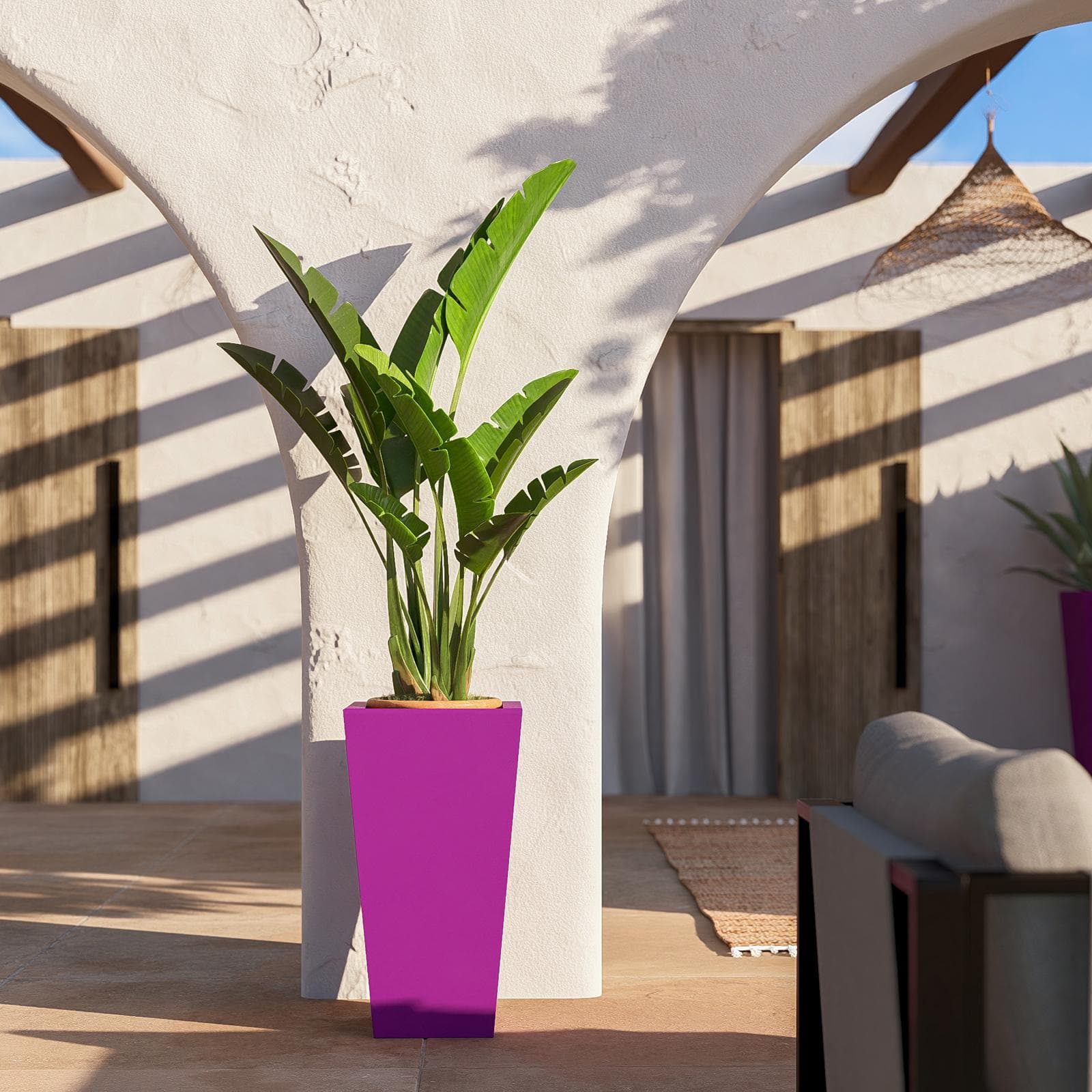 Portavaso da esterno liscio 66 h cm in polietilene viola - Allicy