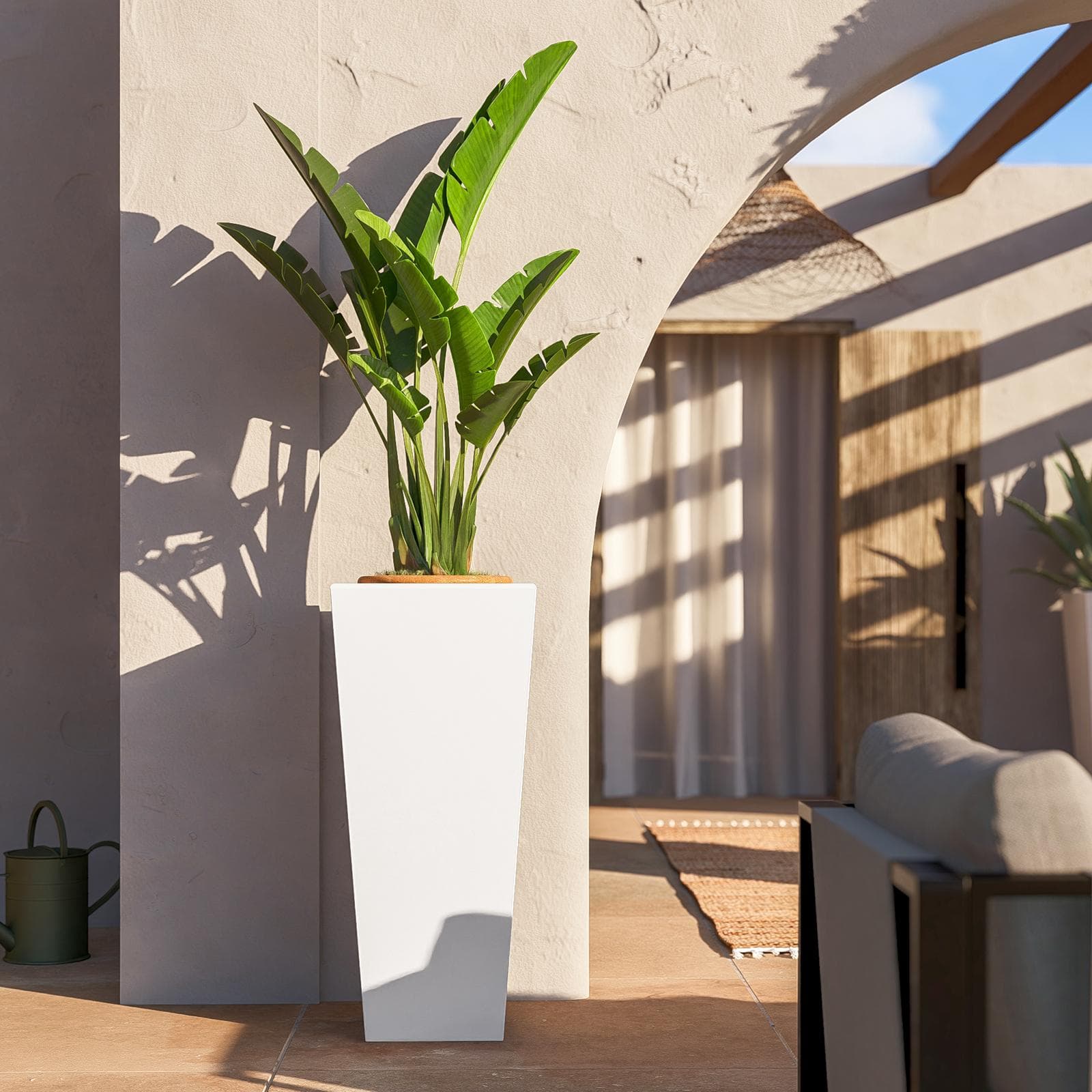 Portavaso da esterno liscio 90 h cm in polietilene bianco - Allicy
