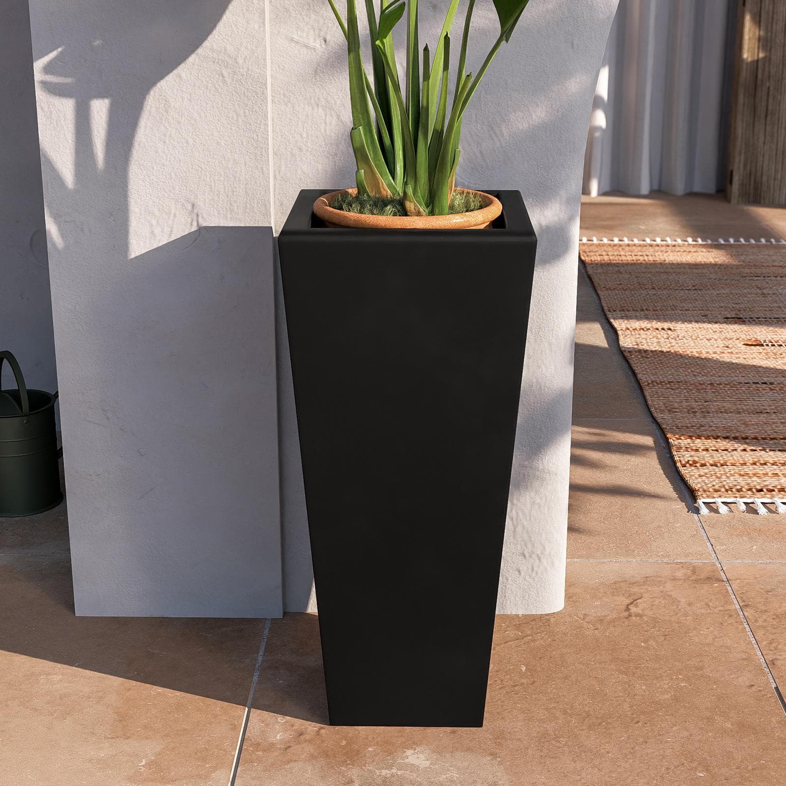 Portavaso da esterno liscio 90 h cm in polietilene grafite - Allicy