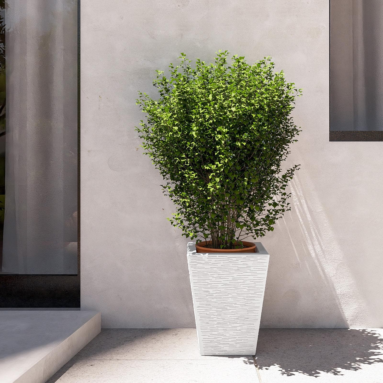 Portavaso da esterno rustico 39 h cm in polietilene bianco - Allicy
