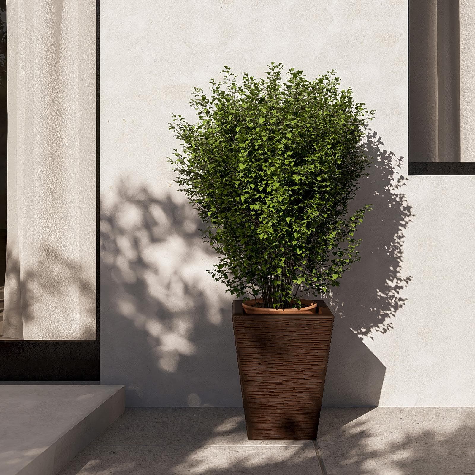 Portavaso da esterno rustico 39 h cm in polietilene marrone - Allicy