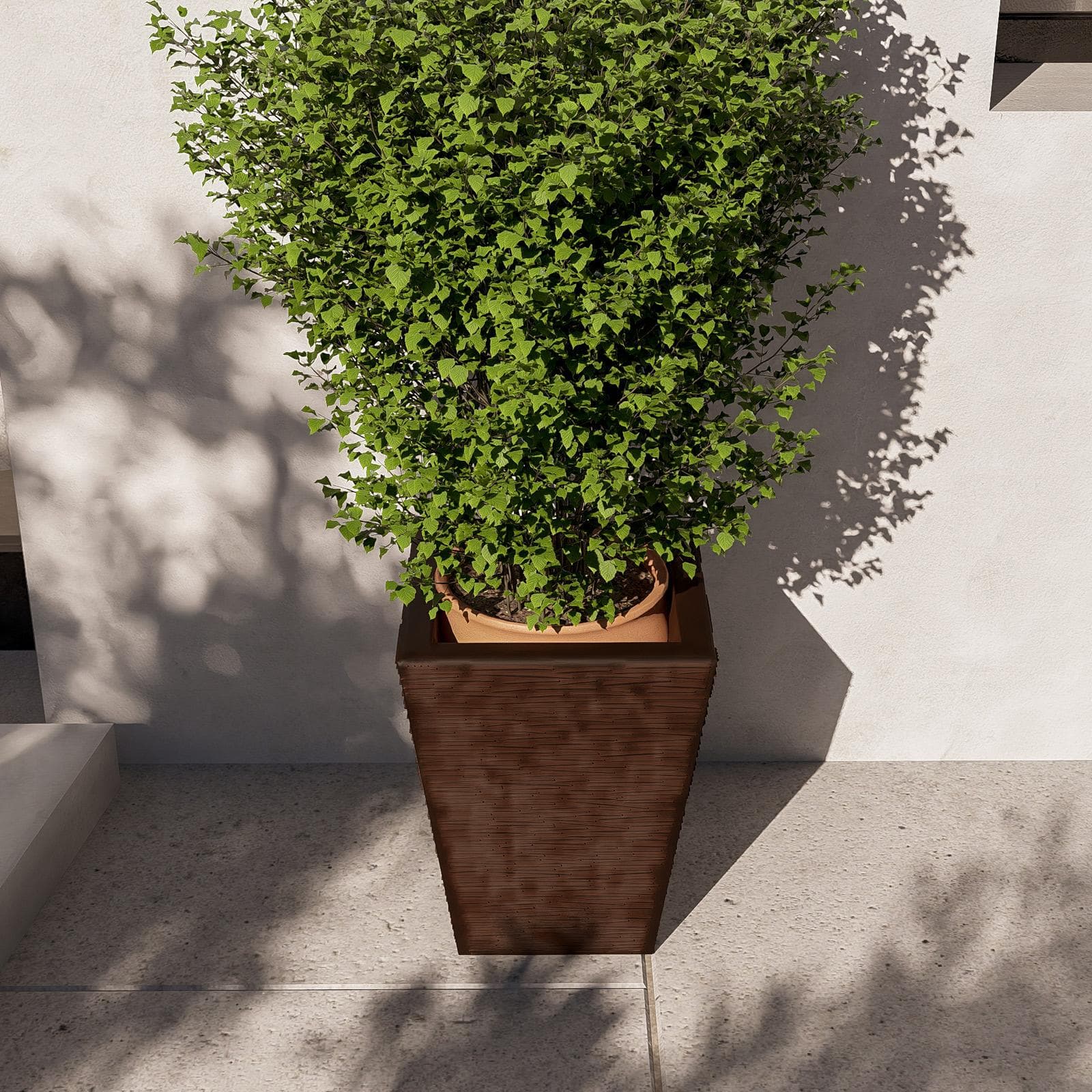 Portavaso da esterno rustico 39 h cm in polietilene marrone - Allicy