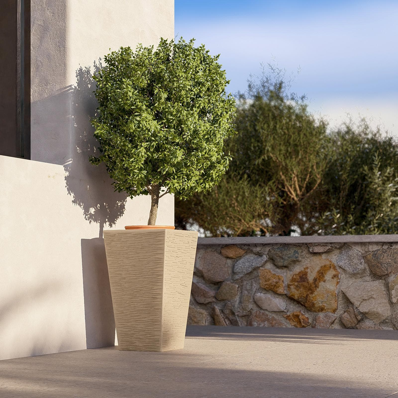 Portavaso da esterno rustico 53 h cm in polietilene crema - Allicy