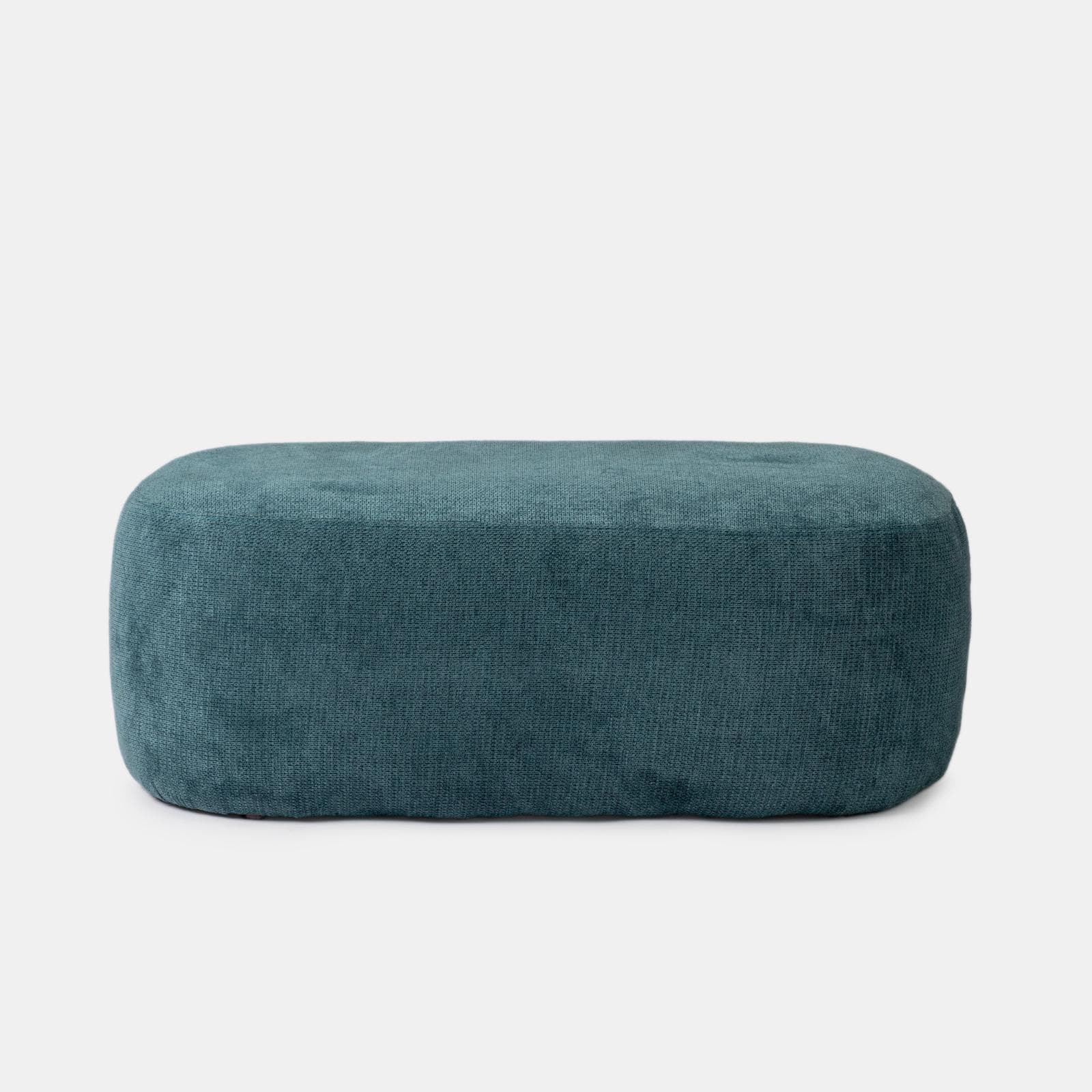 Pouf 100x50 cm in tessuto effetto maglia blu petrolio - Tlamy