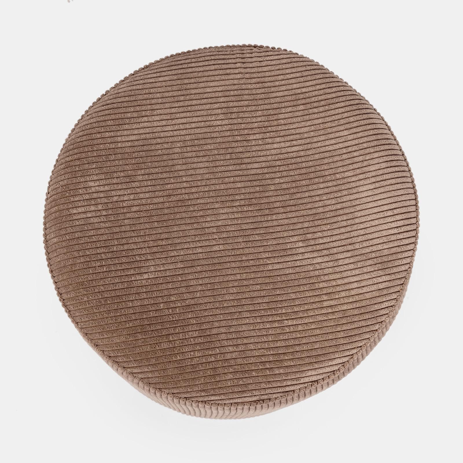 Pouf rotondo 35x42h cm in velluto a coste tortora e base oro - Divo
